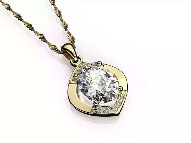 Oval cut with deamond Halo Pendant