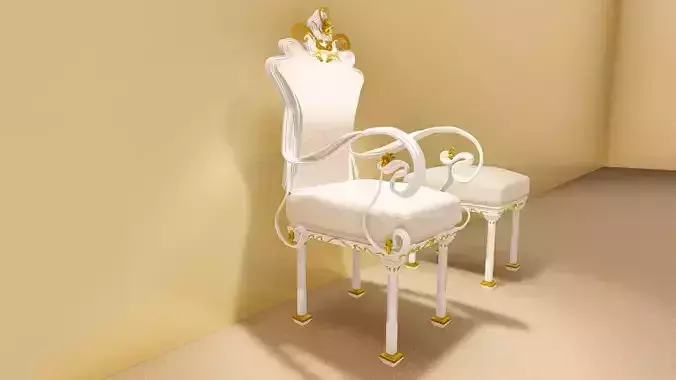 Classic chair and ivory ottoman lu design