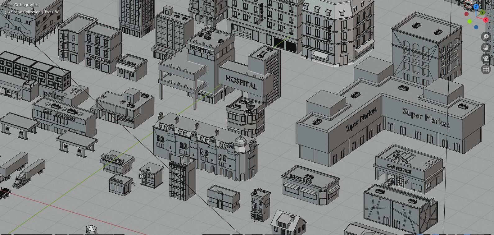 Low Poly City Pack Low-poly 3D model_2