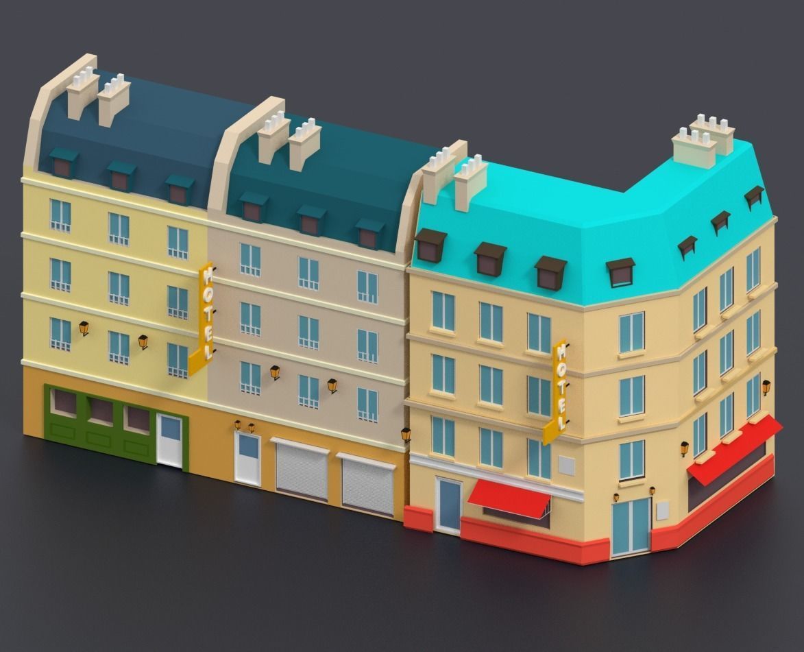 Low Poly City Pack Low-poly 3D model_3