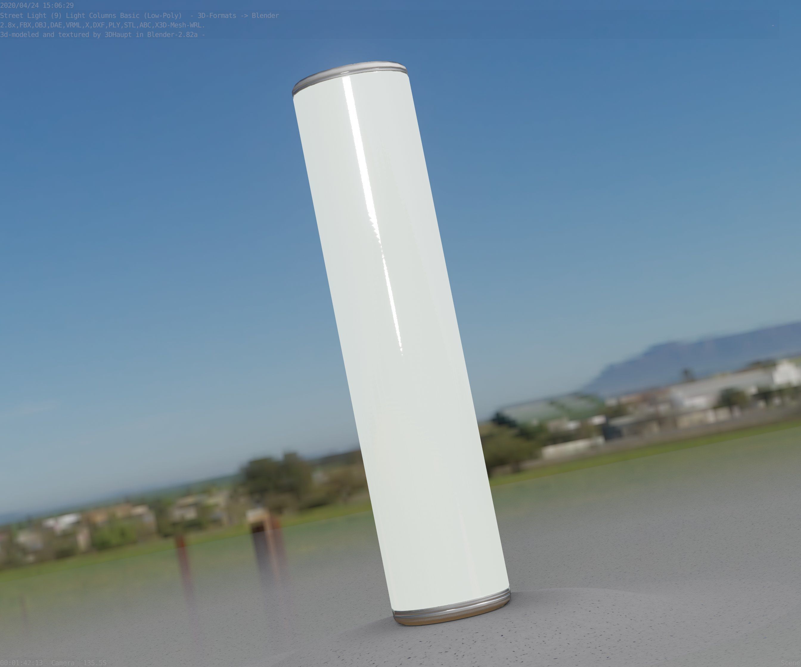Low-Poly Basic Light Column 25- Street Light Set-9 Low-poly 3D model_66