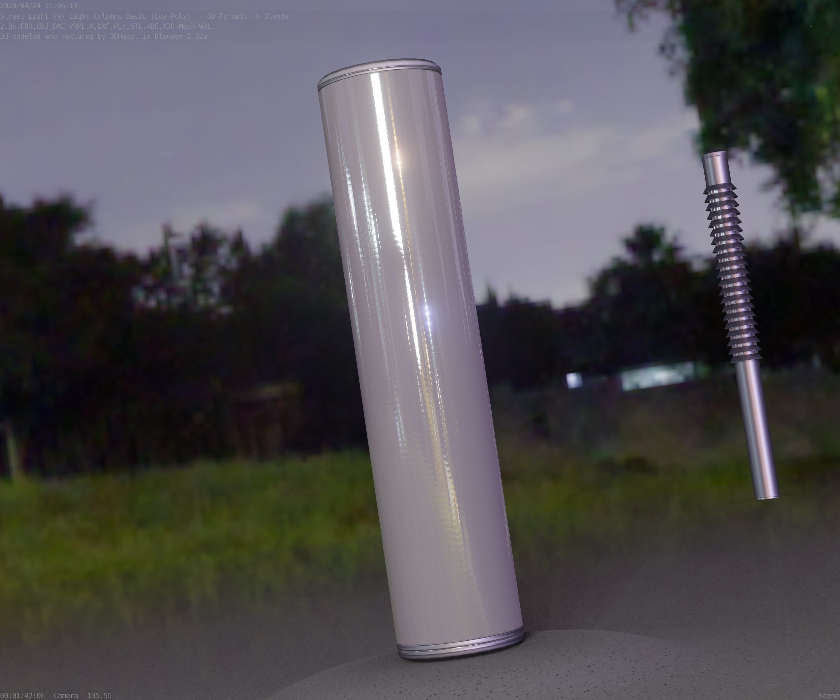 Low-Poly Basic Light Column 25- Street Light Set-9 Low-poly 3D model_59