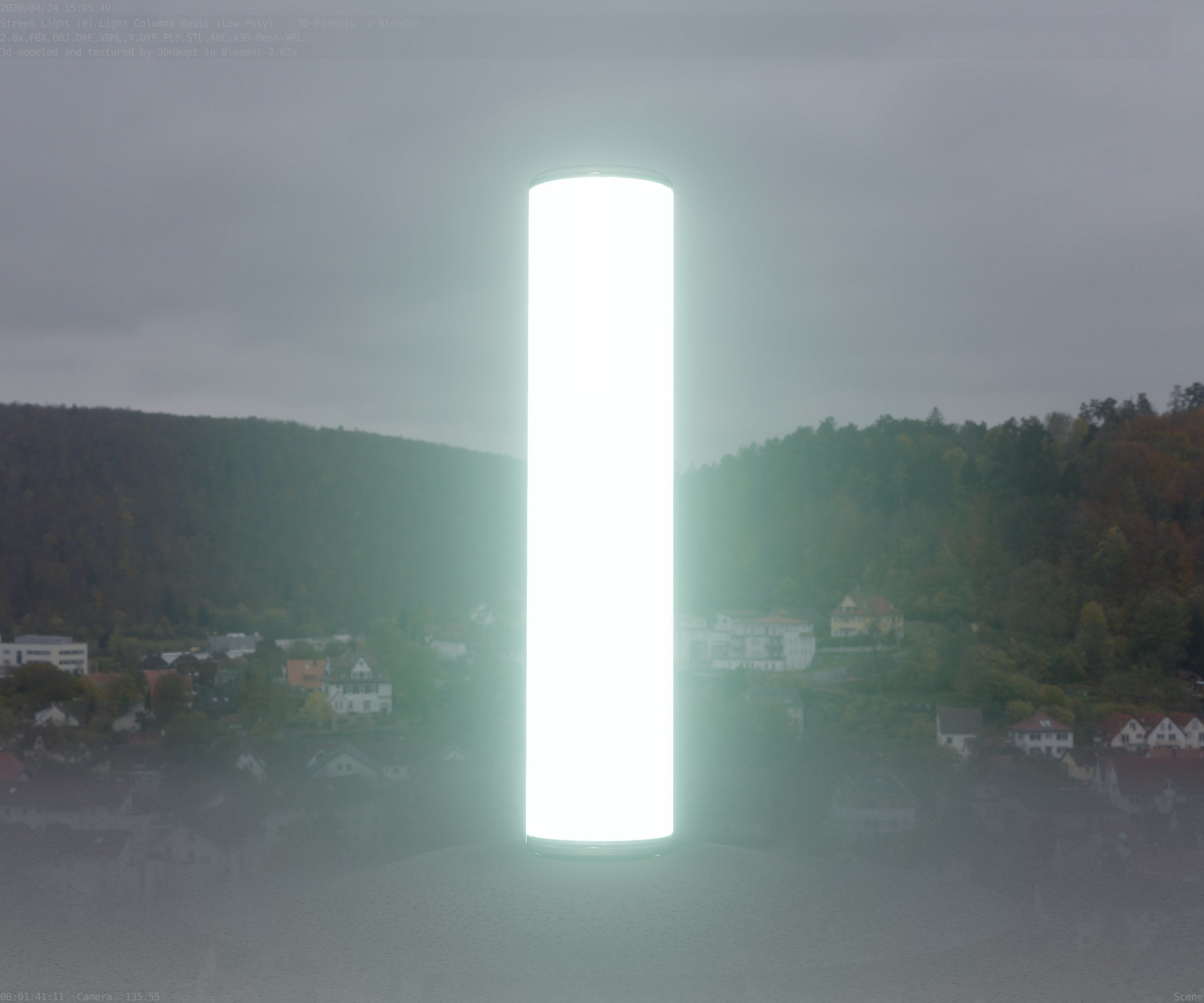 Low-Poly Basic Light Column 25- Street Light Set-9 Low-poly 3D model_40