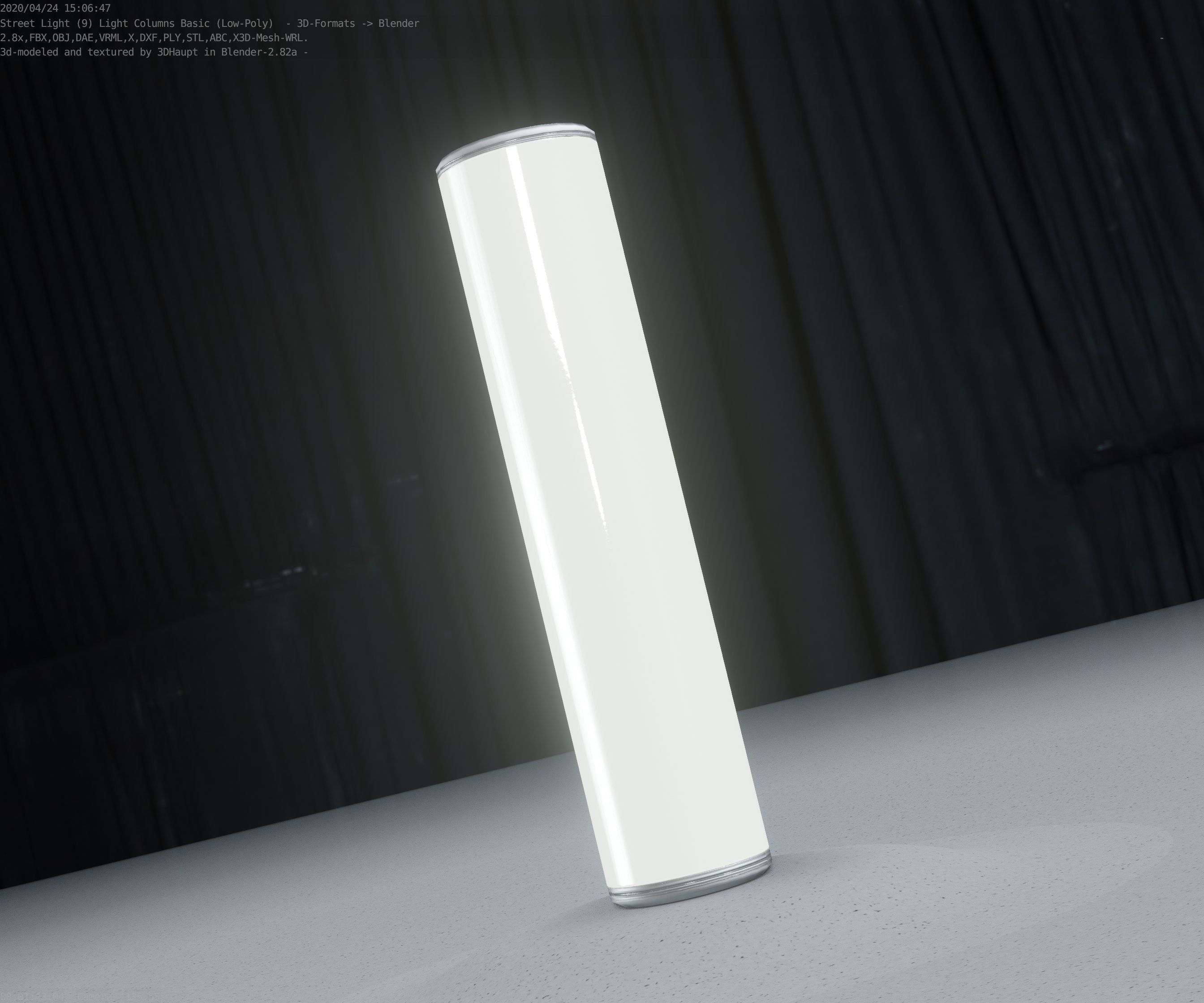 Low-Poly Basic Light Column 25- Street Light Set-9 Low-poly 3D model_7