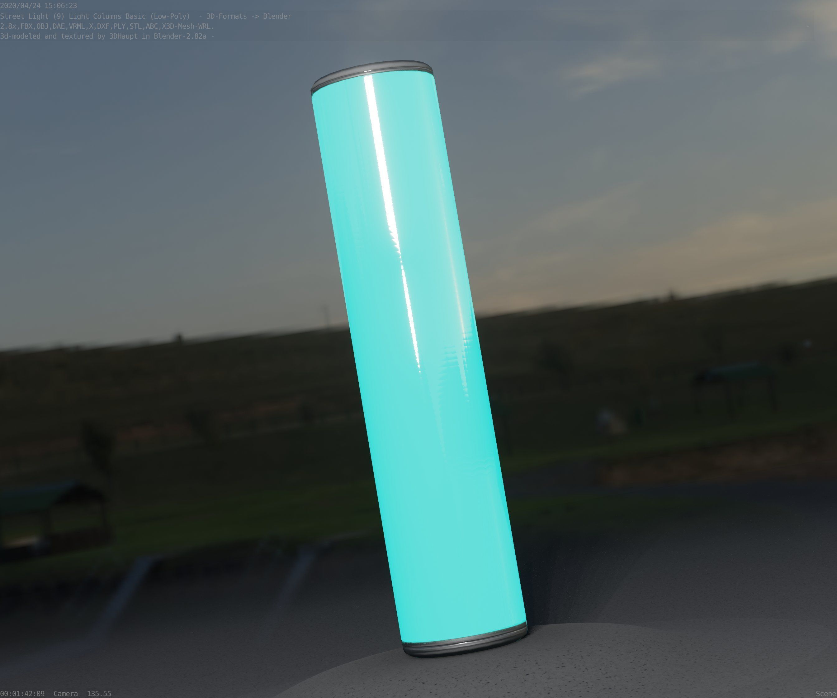 Low-Poly Basic Light Column 25- Street Light Set-9 Low-poly 3D model_62