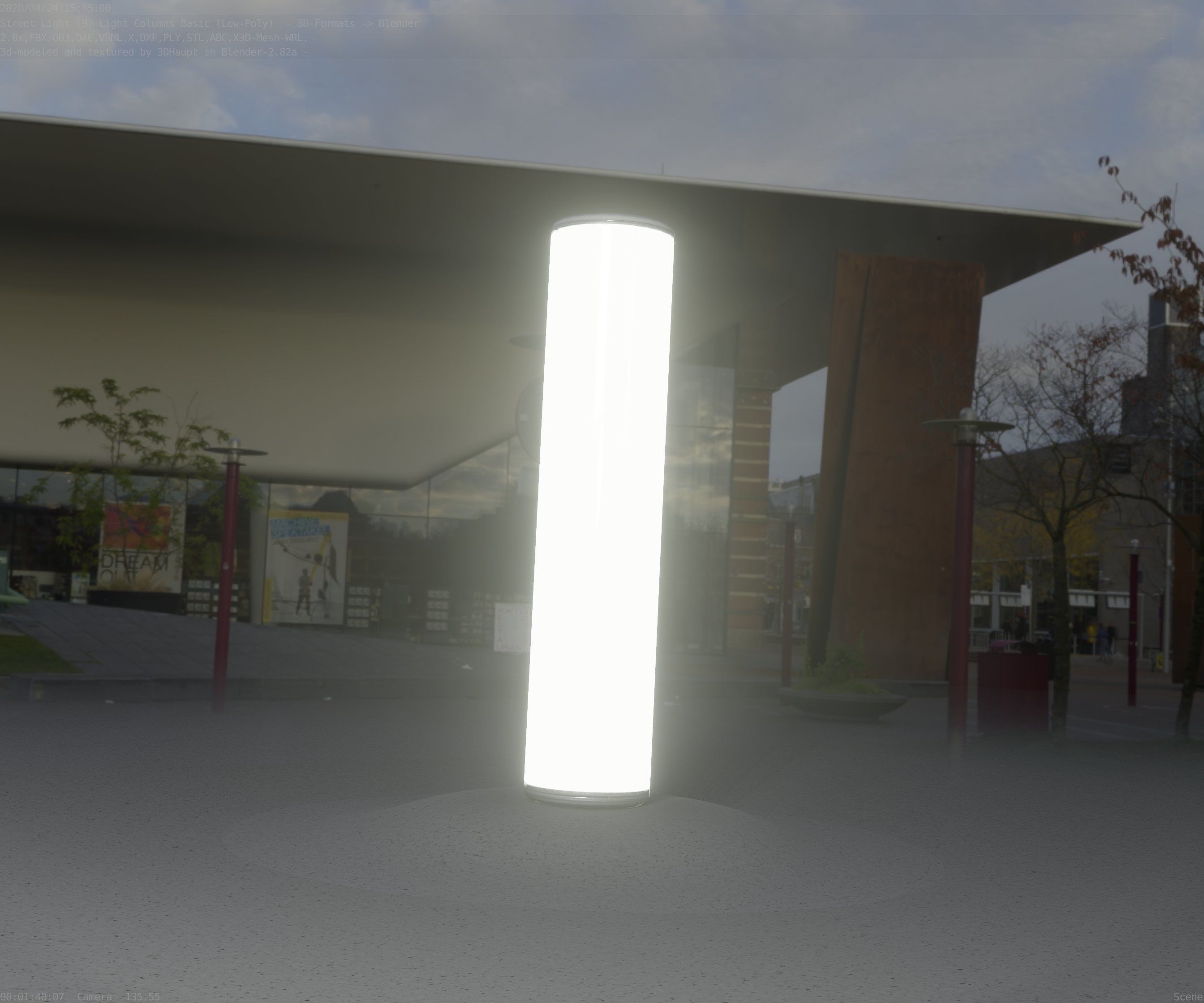 Low-Poly Basic Light Column 25- Street Light Set-9 Low-poly 3D model_14