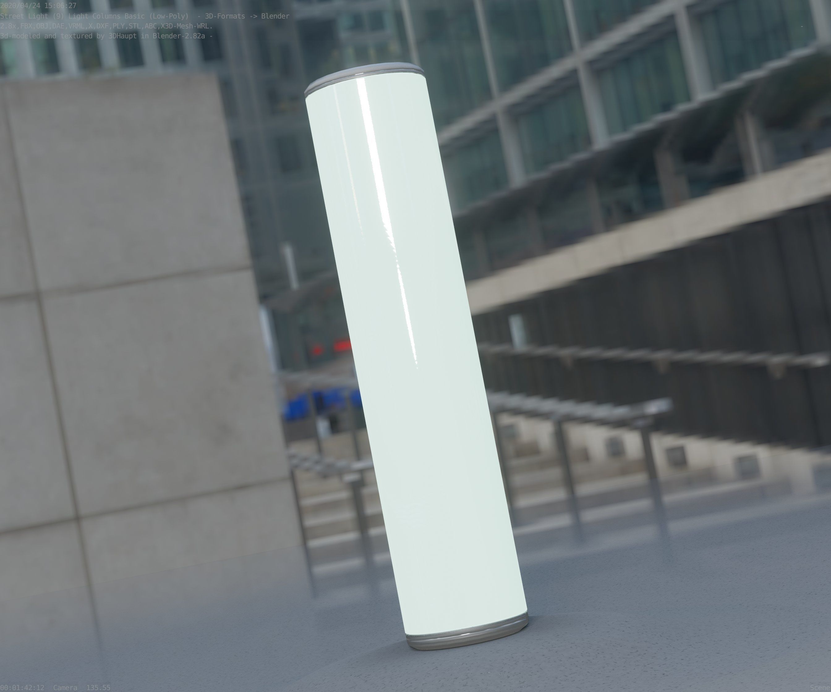 Low-Poly Basic Light Column 25- Street Light Set-9 Low-poly 3D model_65
