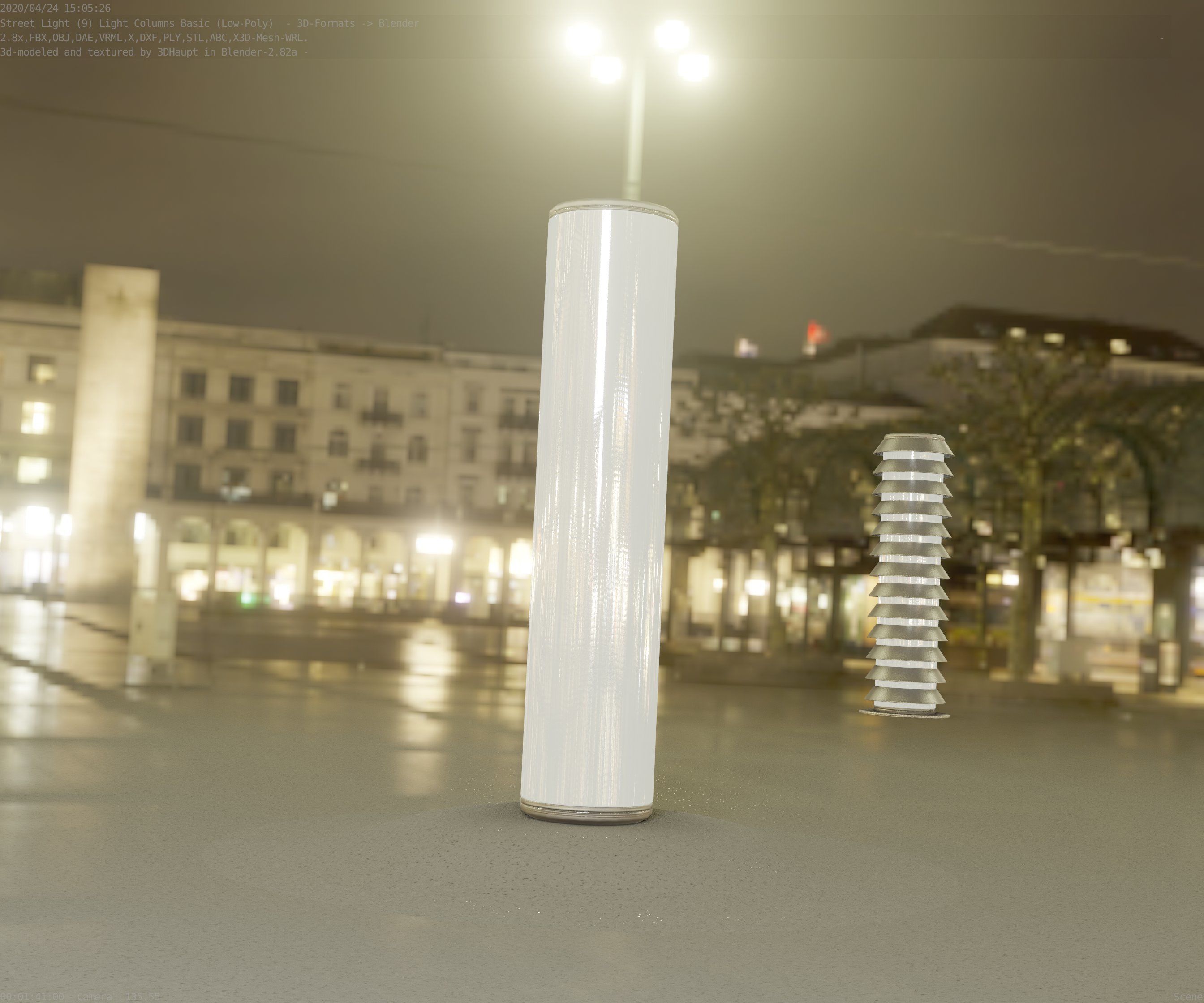 Low-Poly Basic Light Column 25- Street Light Set-9 Low-poly 3D model_8