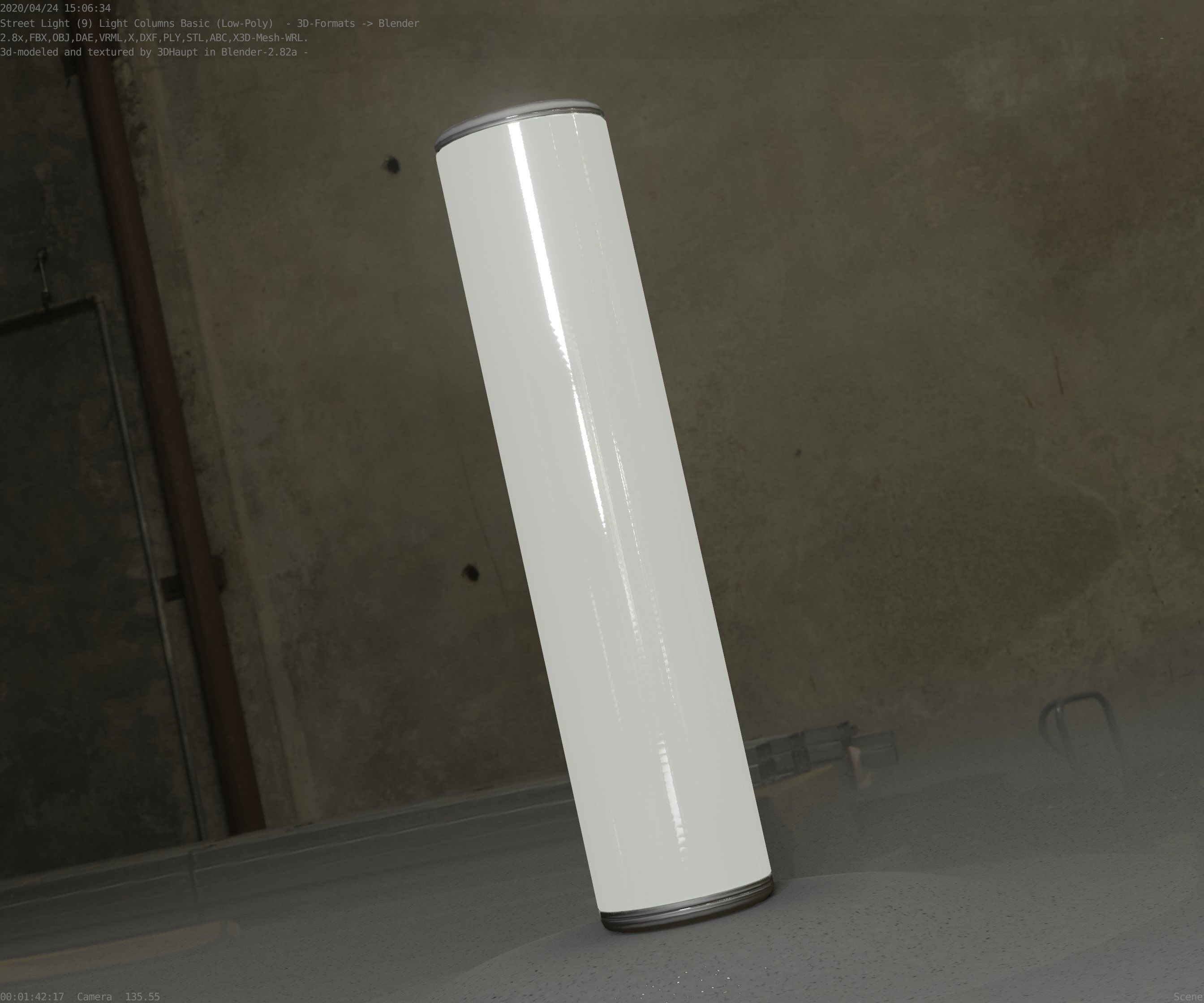 Low-Poly Basic Light Column 25- Street Light Set-9 Low-poly 3D model_70