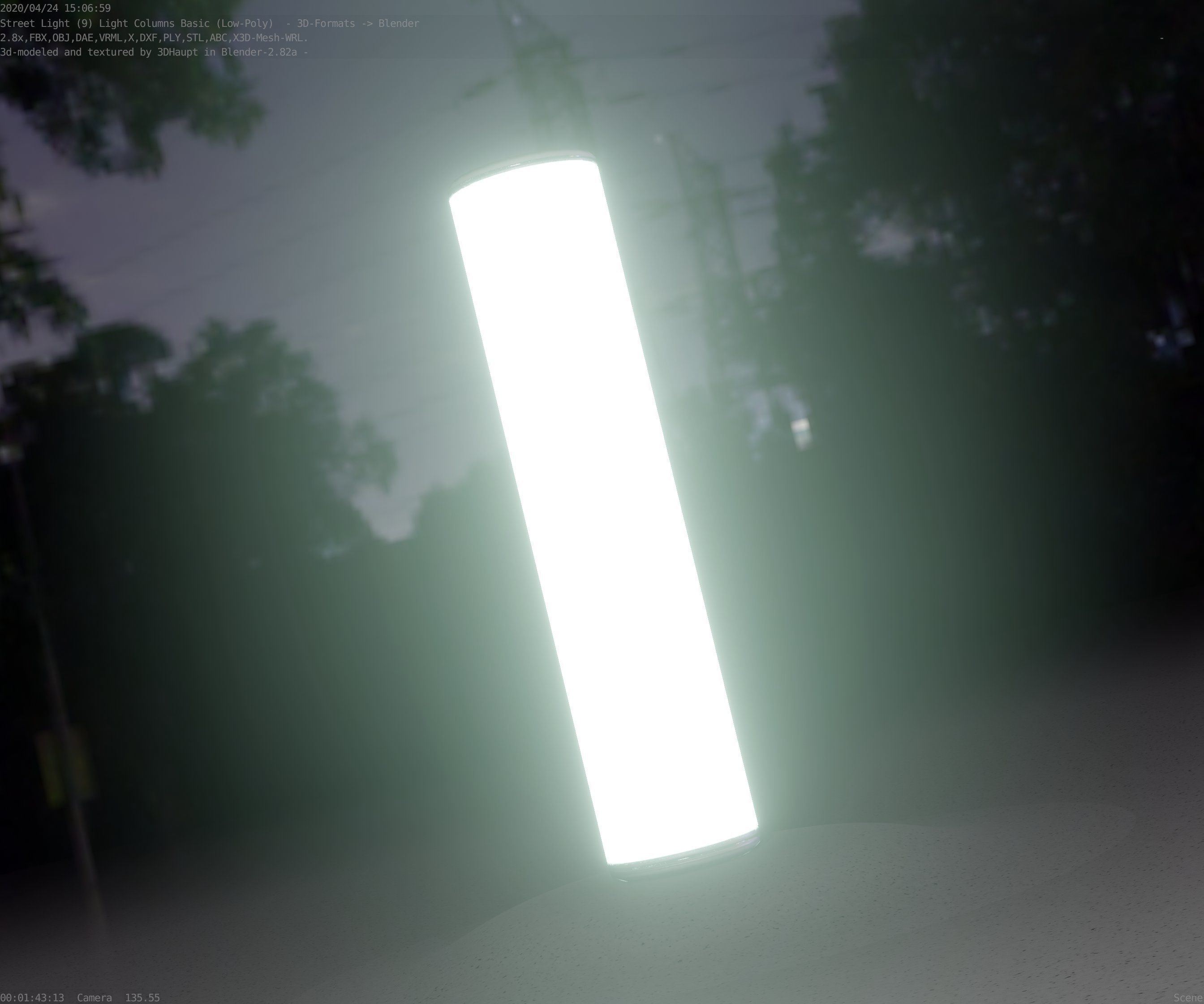 Low-Poly Basic Light Column 25- Street Light Set-9 Low-poly 3D model_85