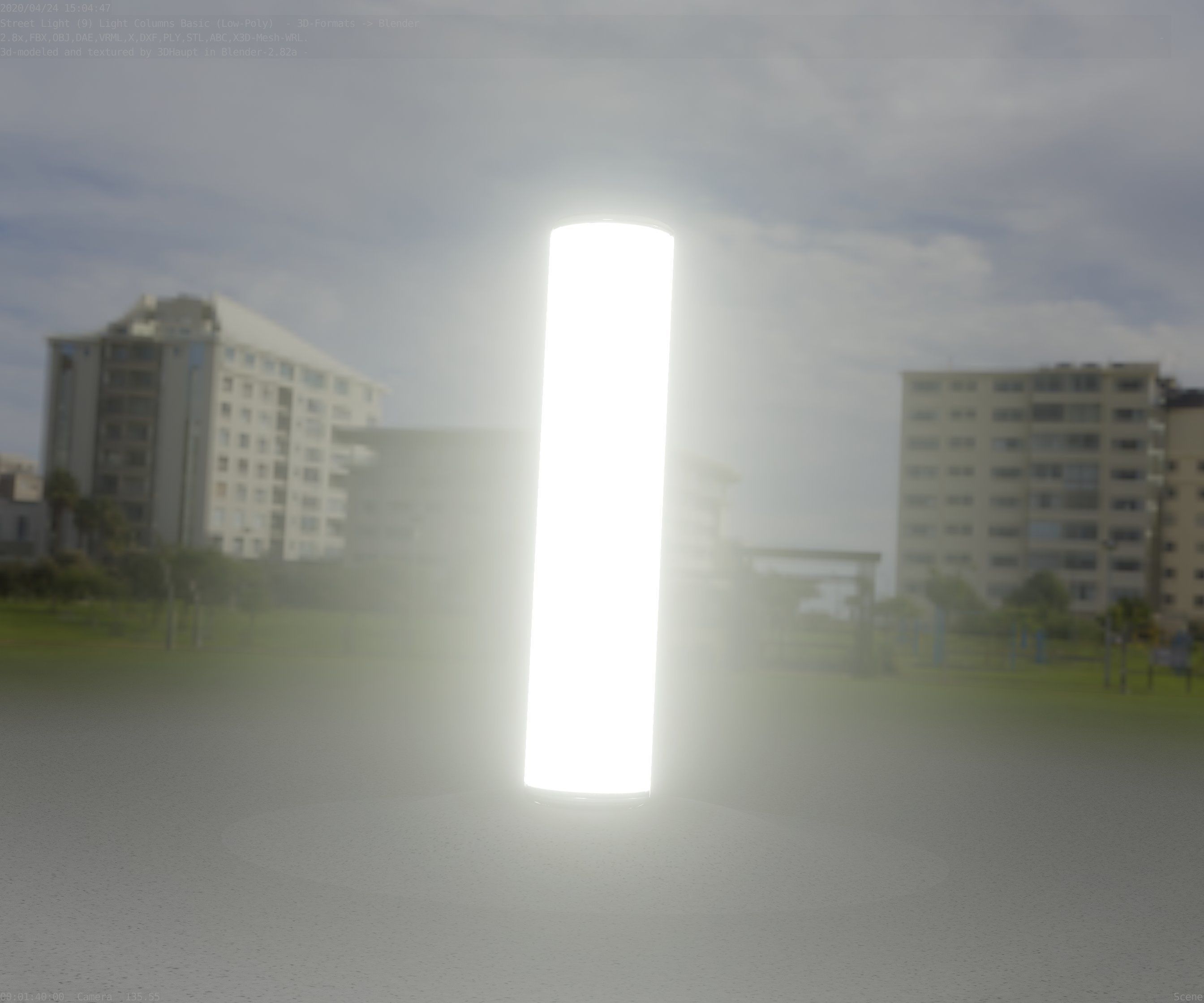 Low-Poly Basic Light Column 25- Street Light Set-9 Low-poly 3D model_9