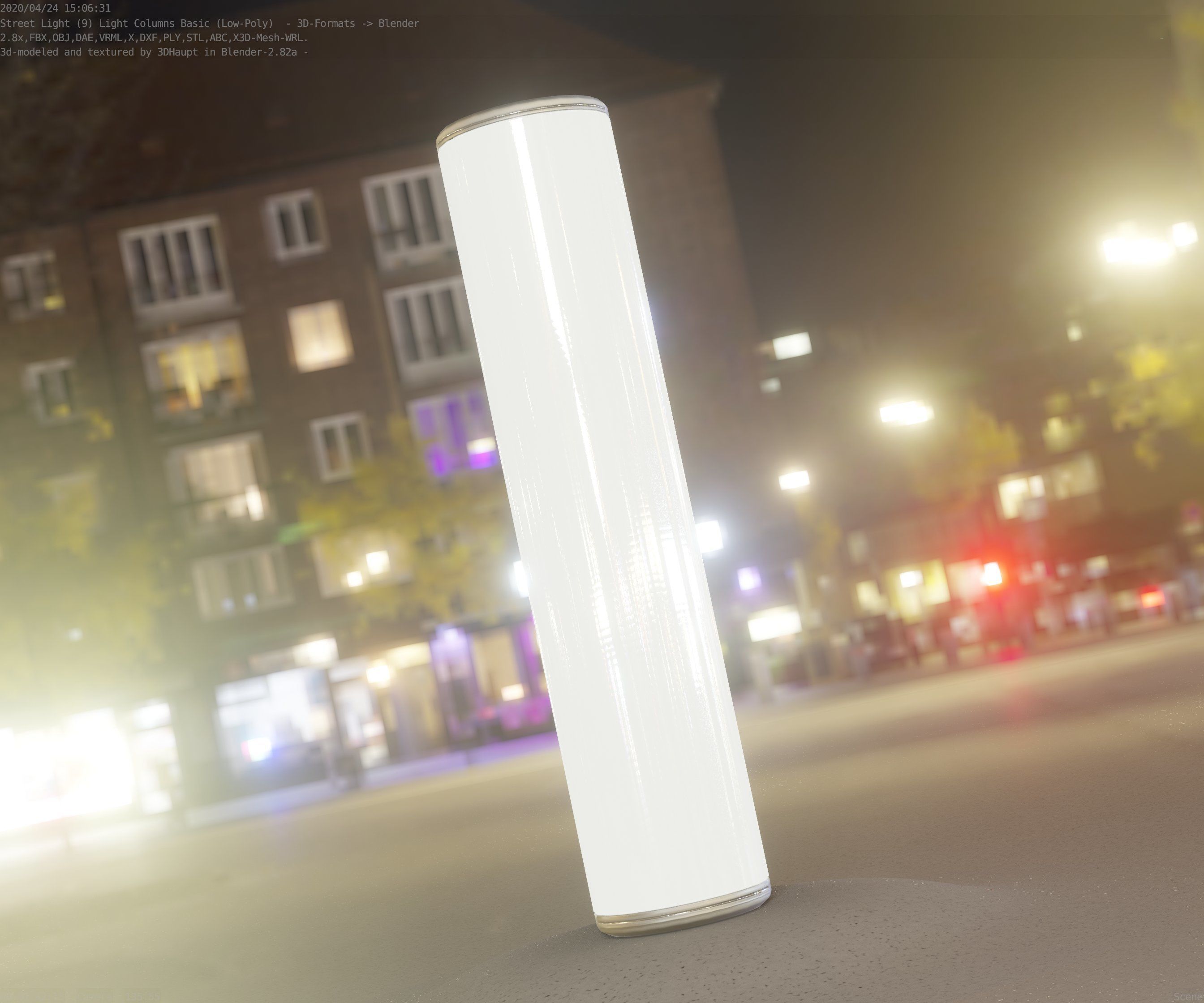 Low-Poly Basic Light Column 25- Street Light Set-9 Low-poly 3D model_68