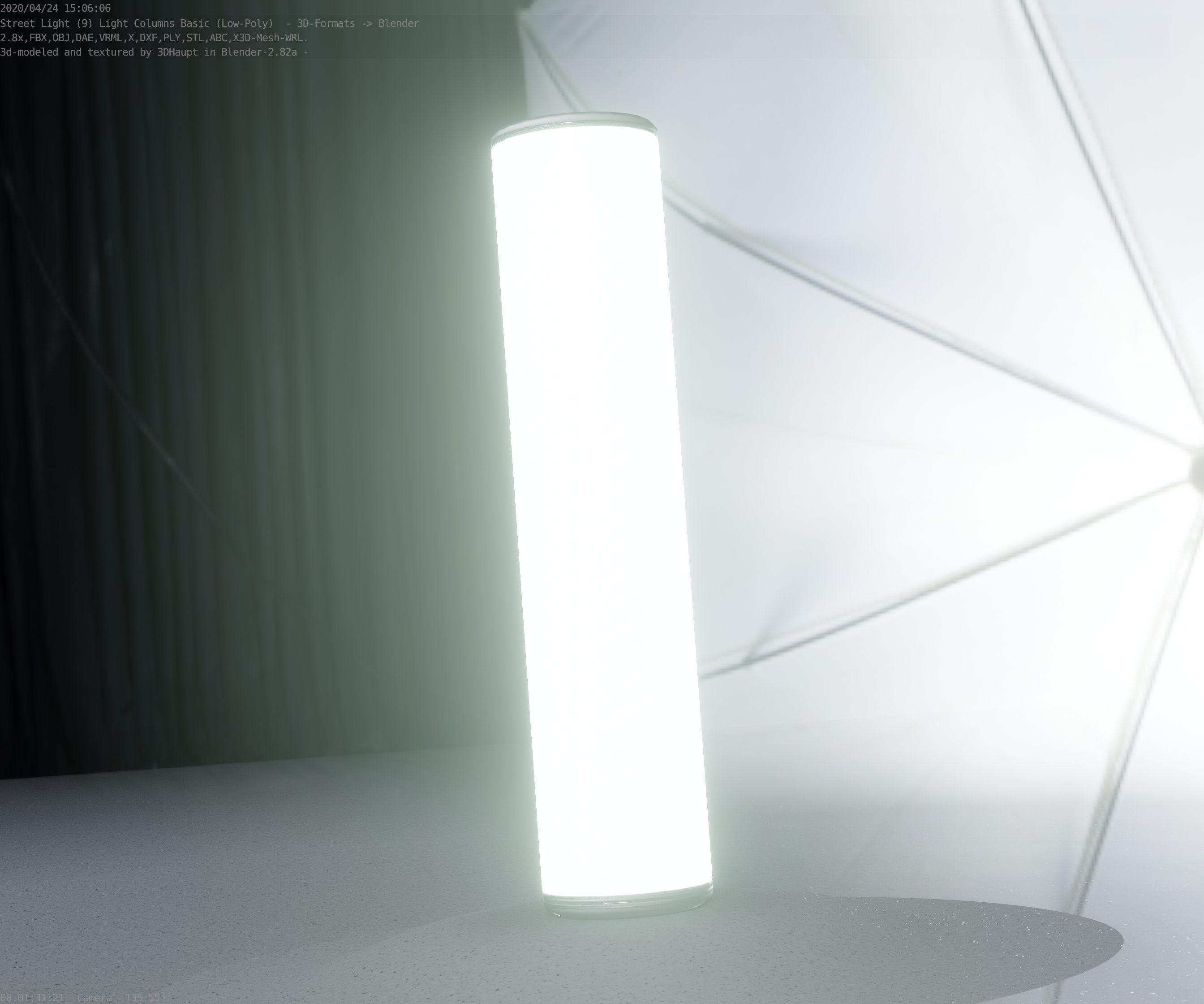 Low-Poly Basic Light Column 25- Street Light Set-9 Low-poly 3D model_50