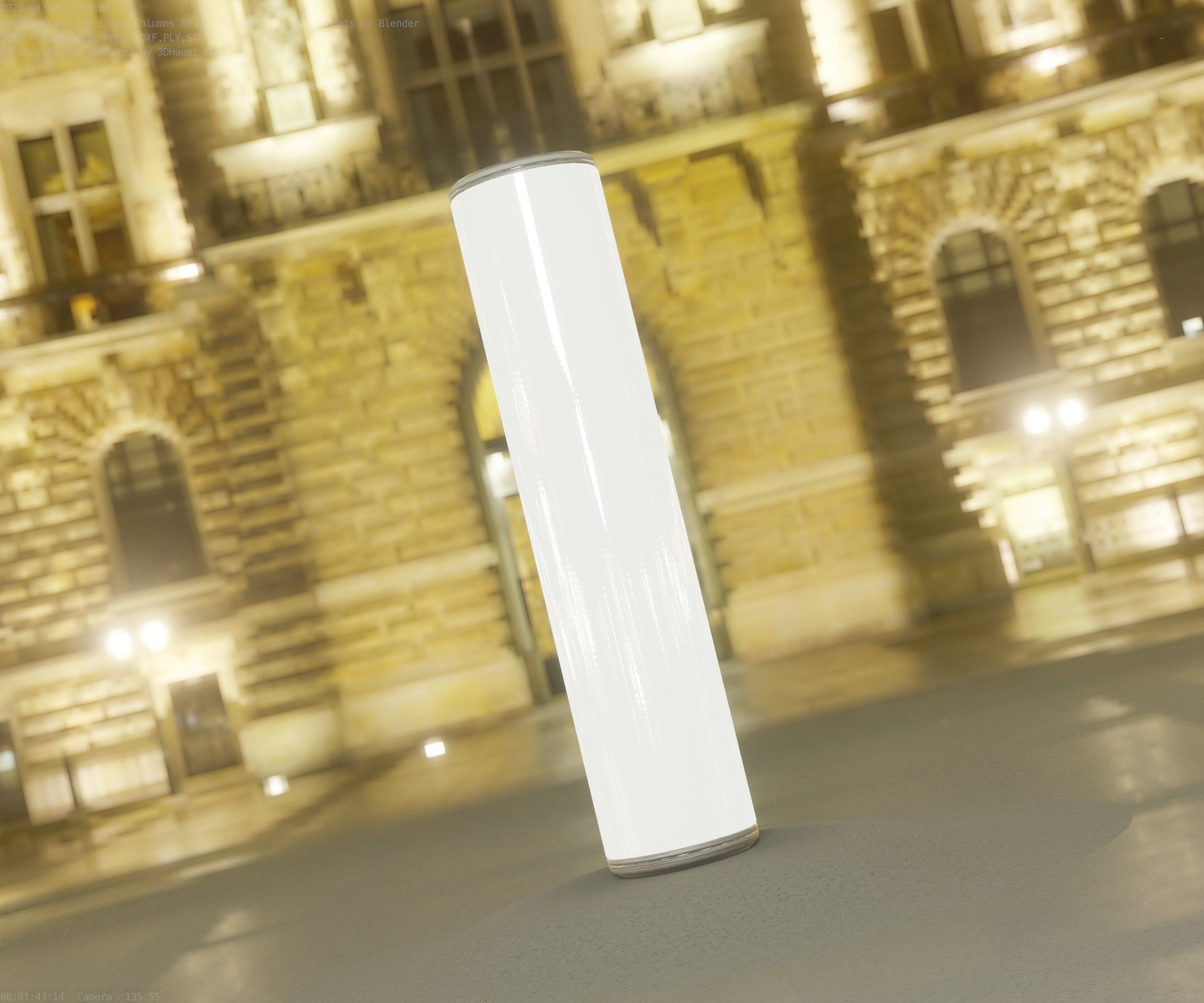 Low-Poly Basic Light Column 25- Street Light Set-9 Low-poly 3D model_86