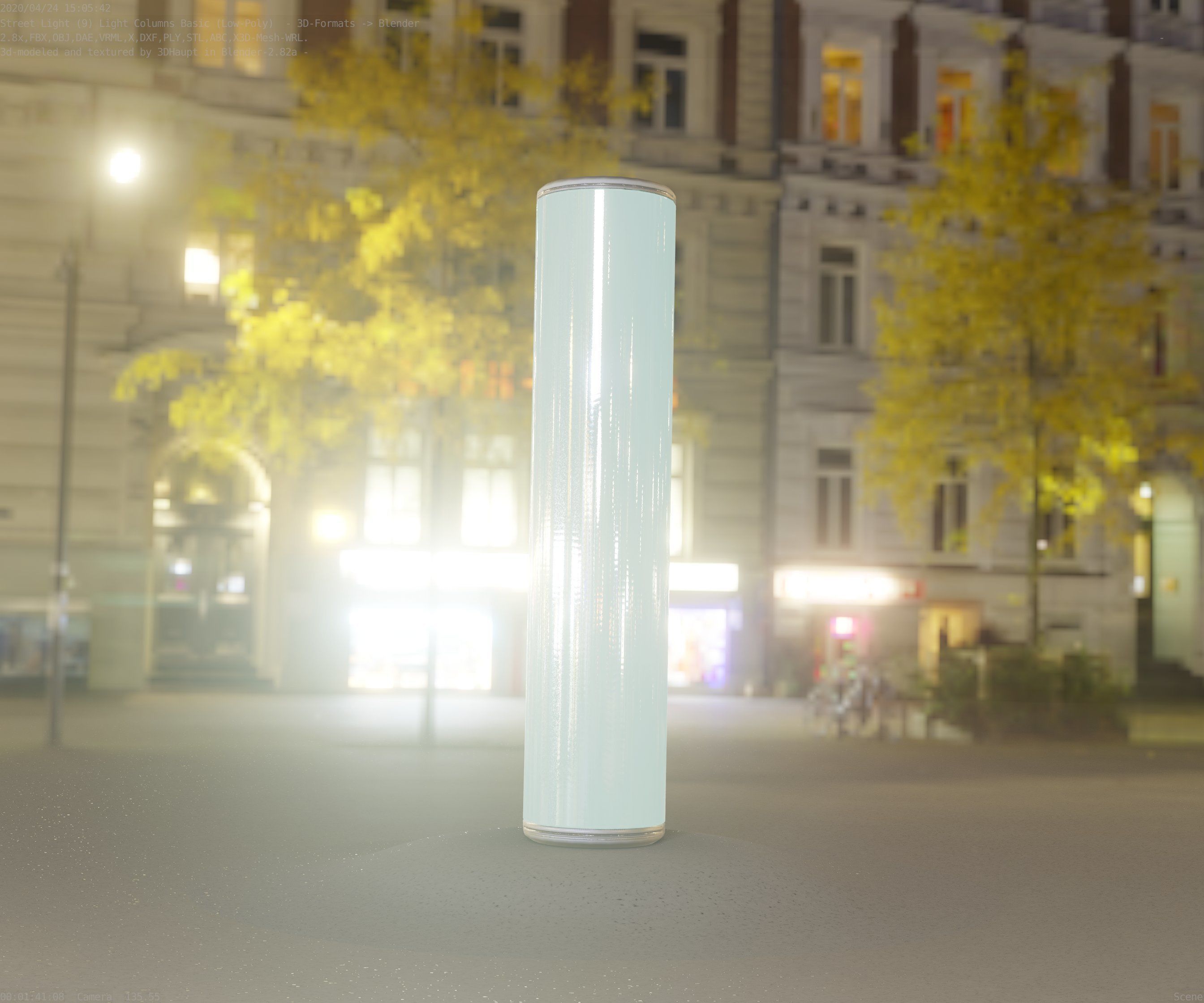 Low-Poly Basic Light Column 25- Street Light Set-9 Low-poly 3D model_37