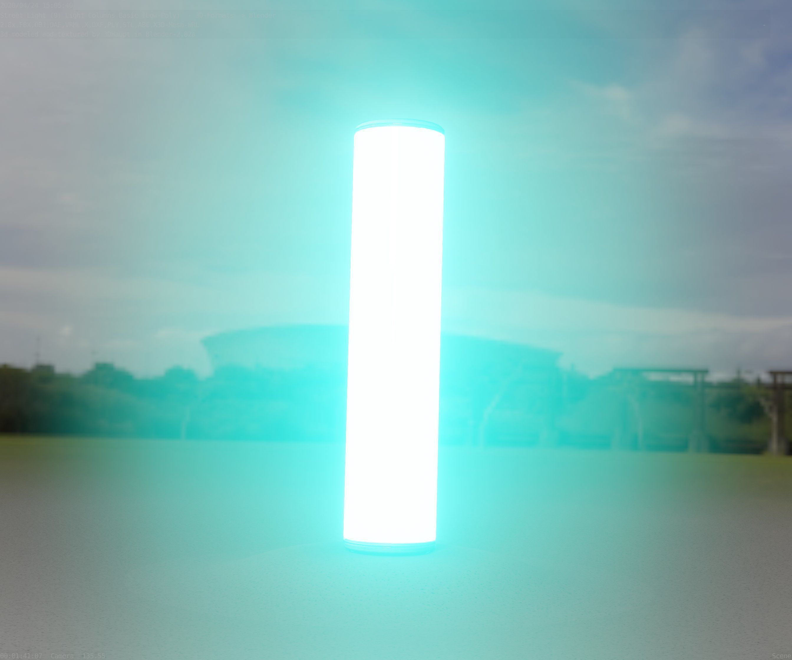 Low-Poly Basic Light Column 25- Street Light Set-9 Low-poly 3D model_36