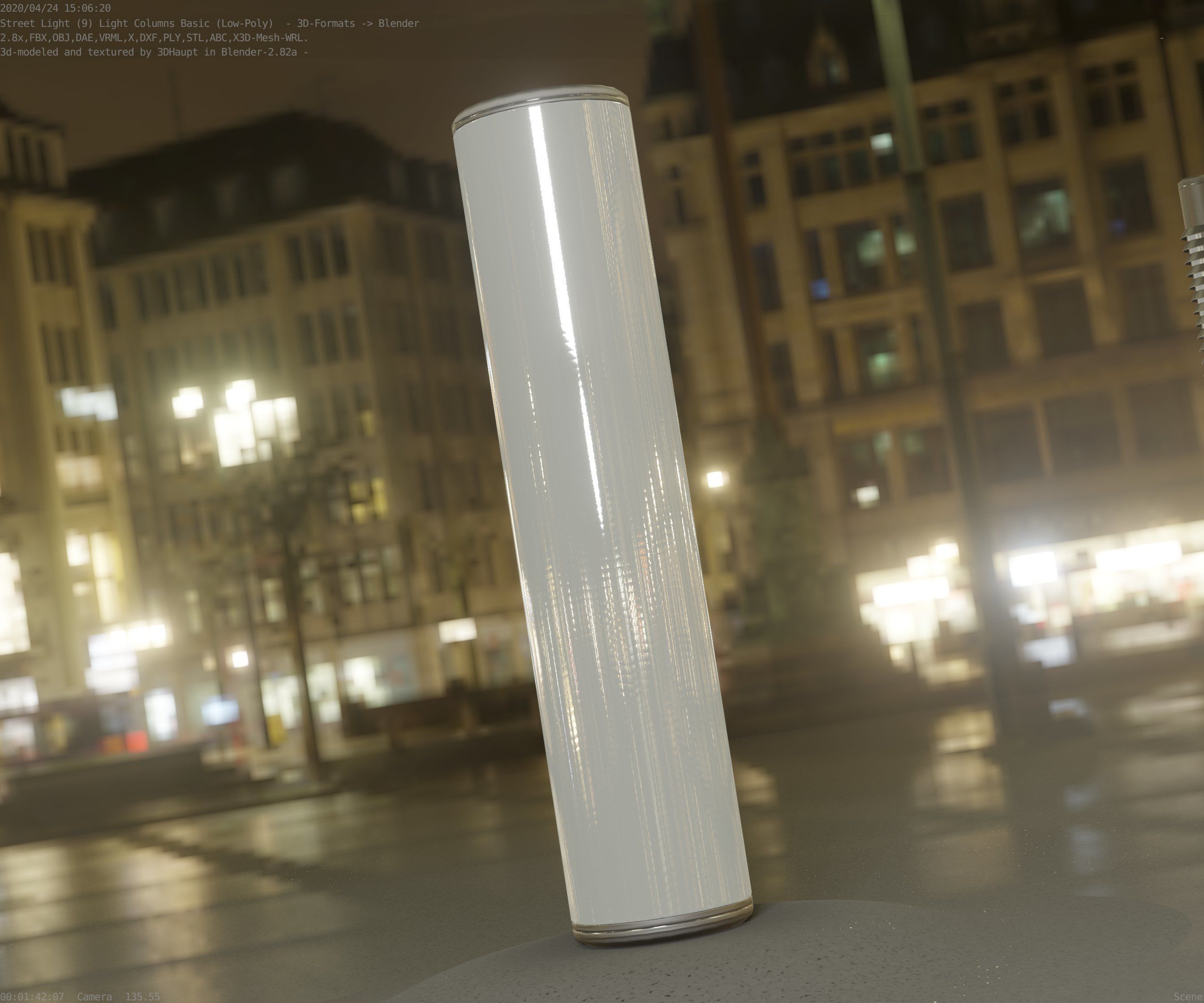Low-Poly Basic Light Column 25- Street Light Set-9 Low-poly 3D model_60