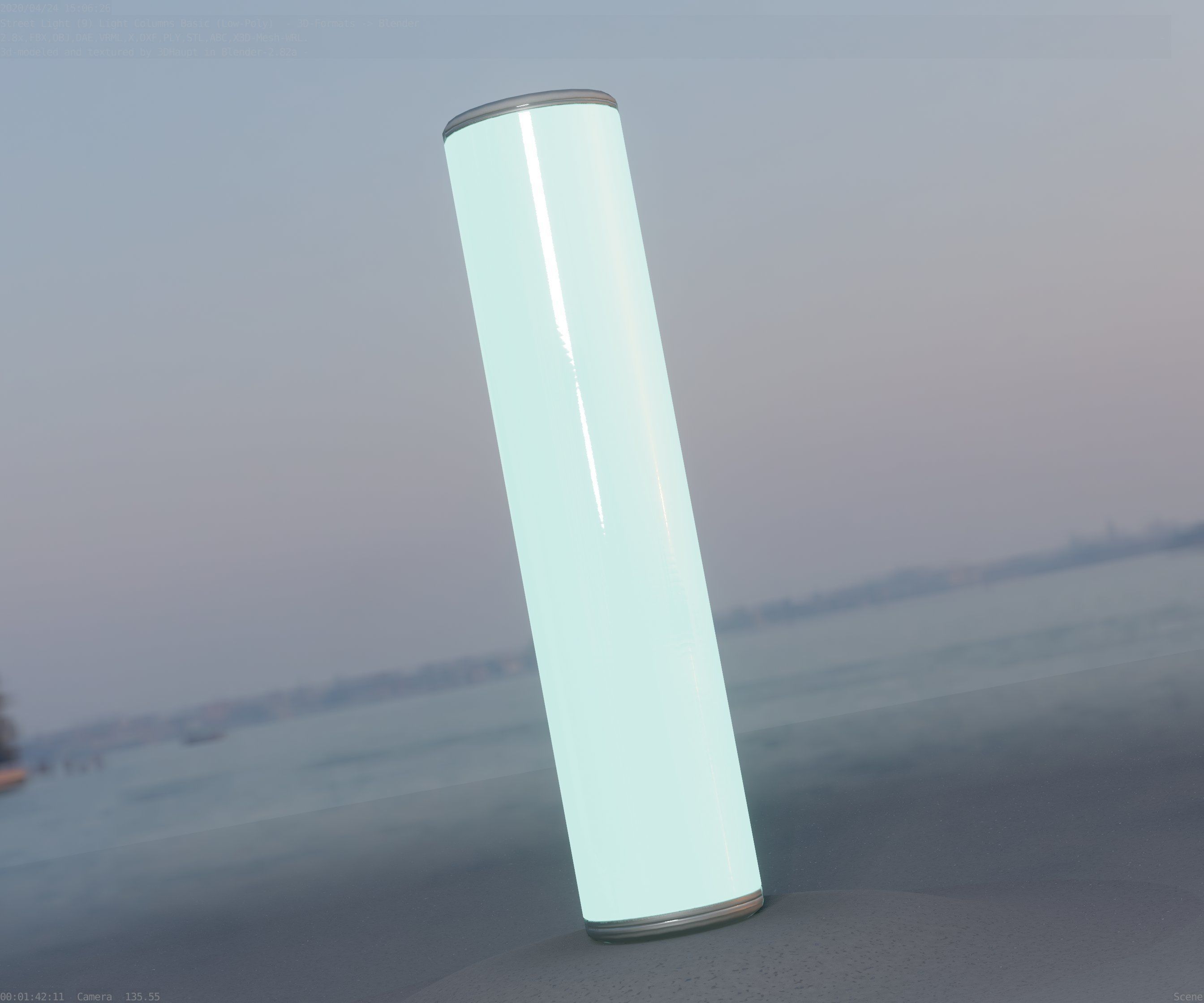 Low-Poly Basic Light Column 25- Street Light Set-9 Low-poly 3D model_64