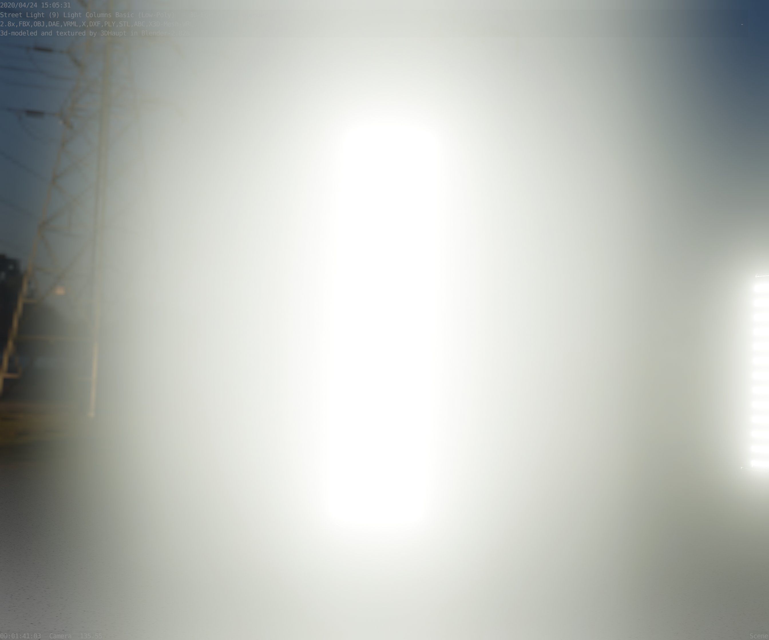 Low-Poly Basic Light Column 25- Street Light Set-9 Low-poly 3D model_32