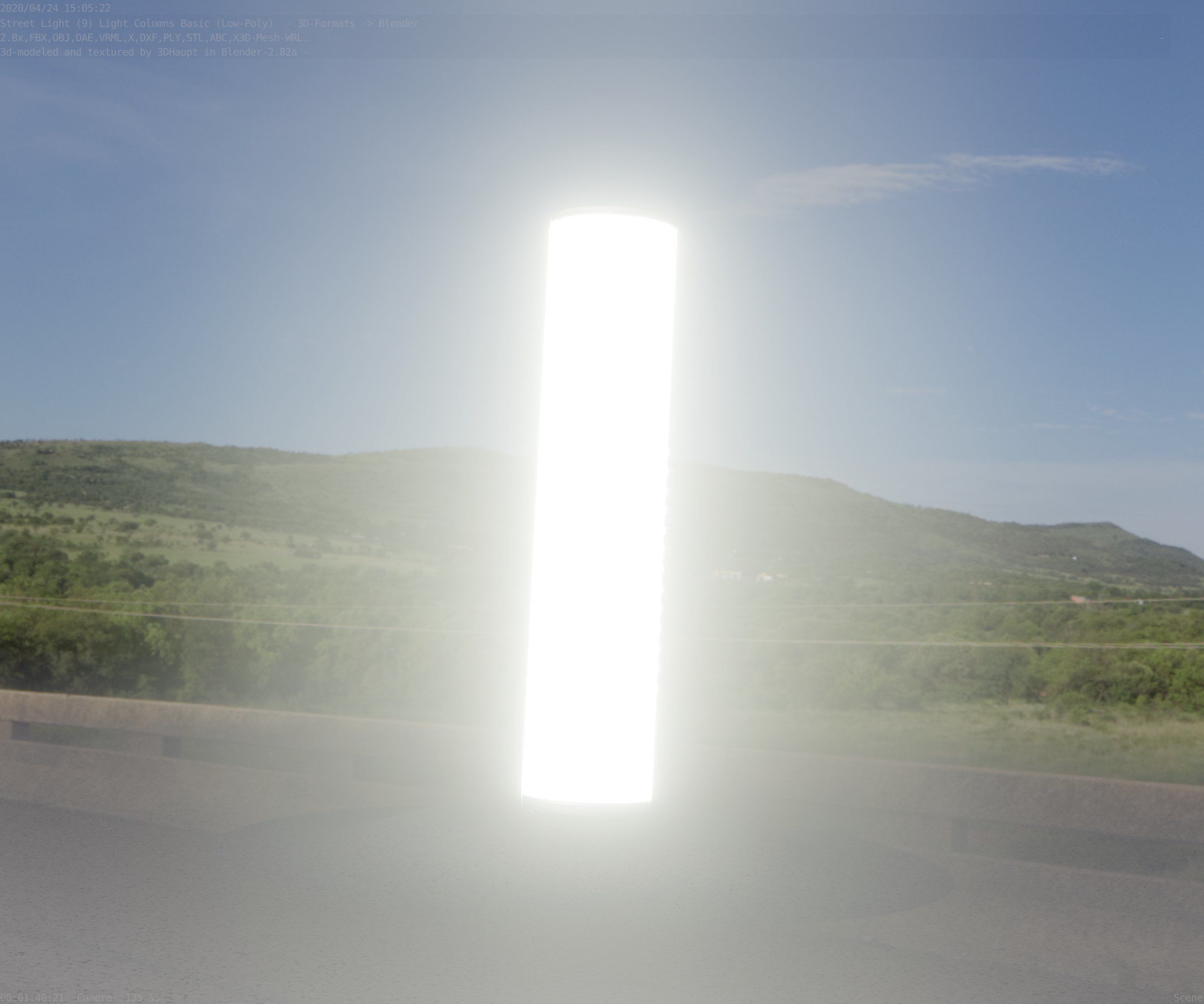 Low-Poly Basic Light Column 25- Street Light Set-9 Low-poly 3D model_27