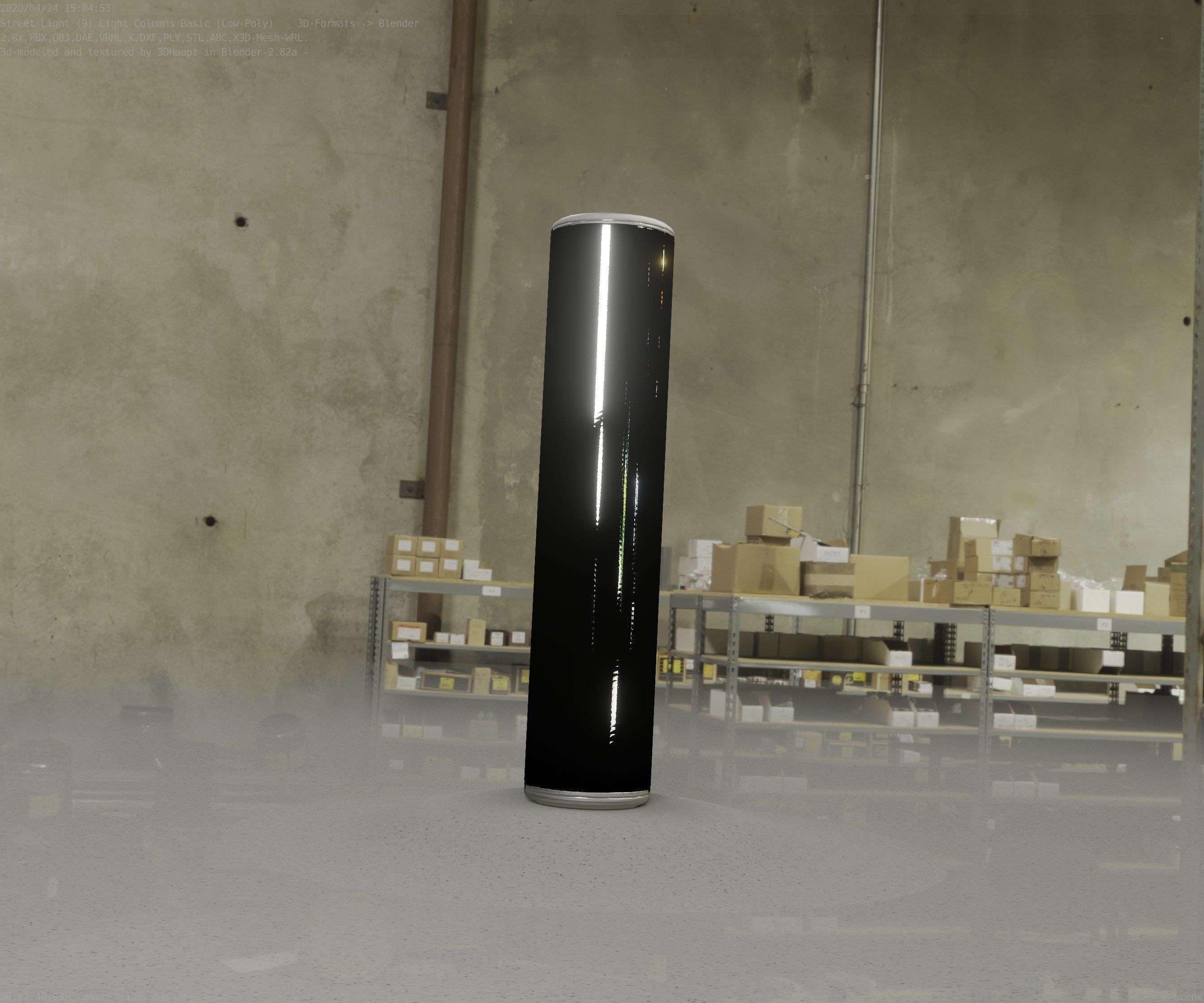 Low-Poly Basic Light Column 25- Street Light Set-9 Low-poly 3D model_10