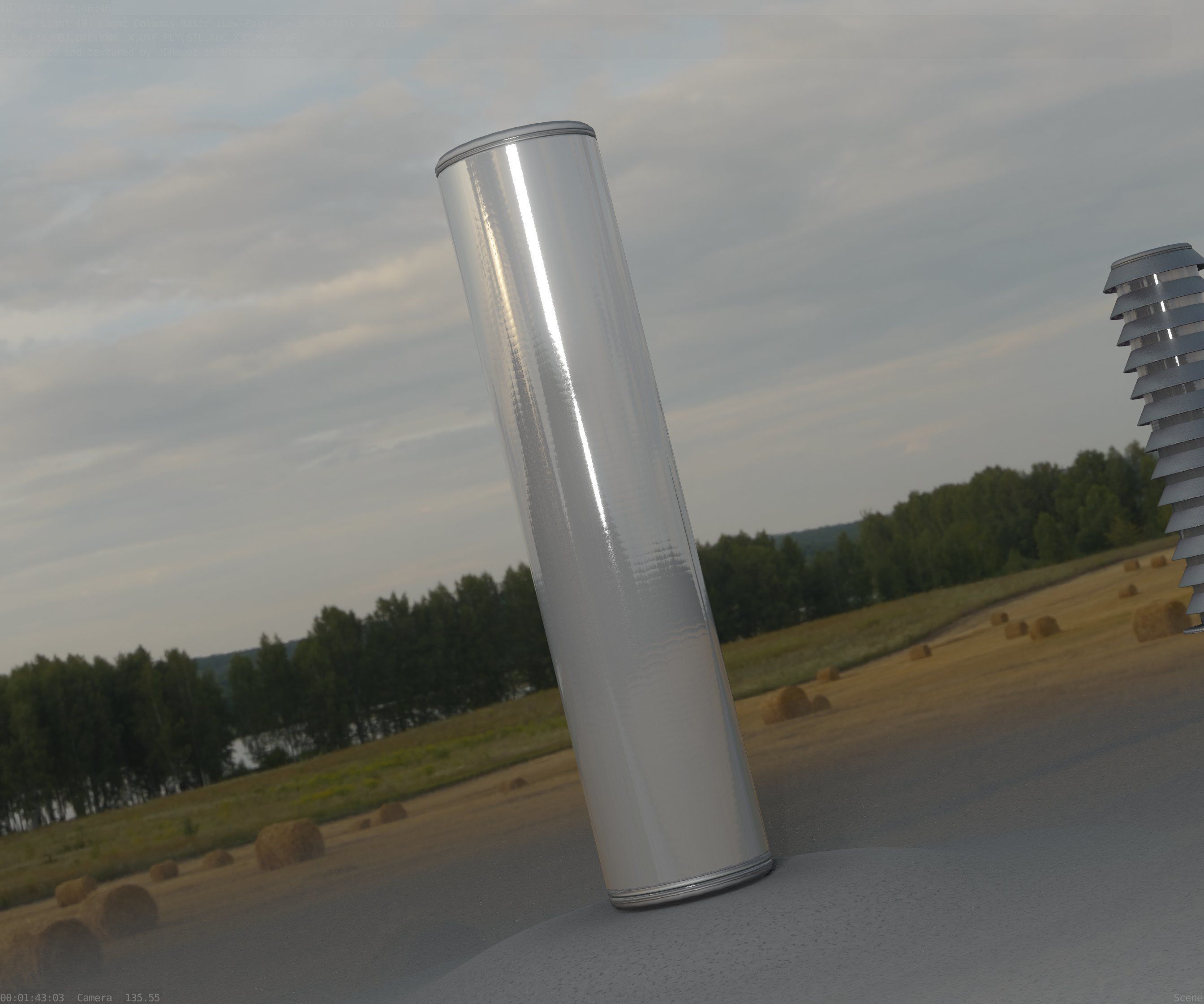 Low-Poly Basic Light Column 25- Street Light Set-9 Low-poly 3D model_6