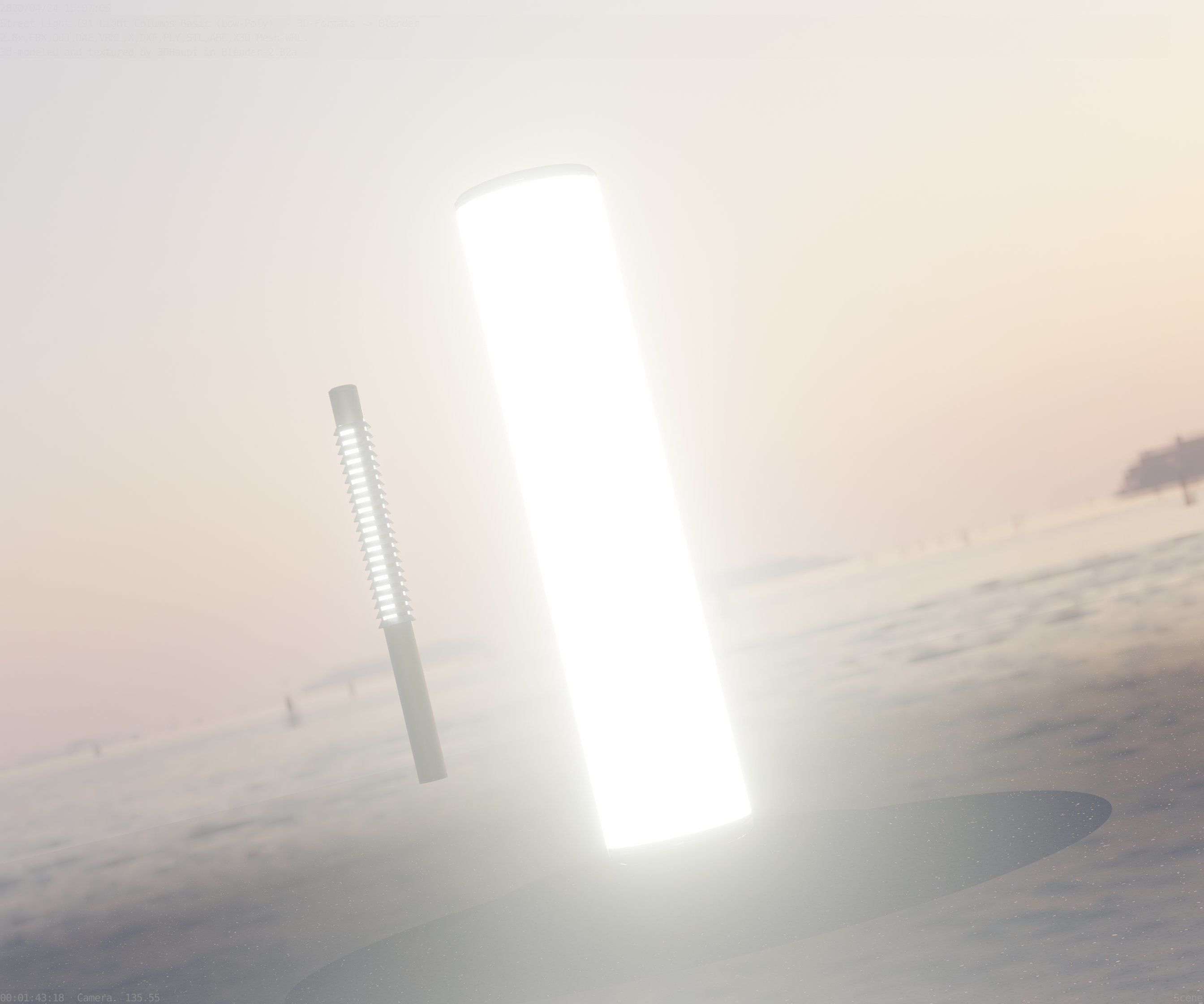 Low-Poly Basic Light Column 25- Street Light Set-9 Low-poly 3D model_90