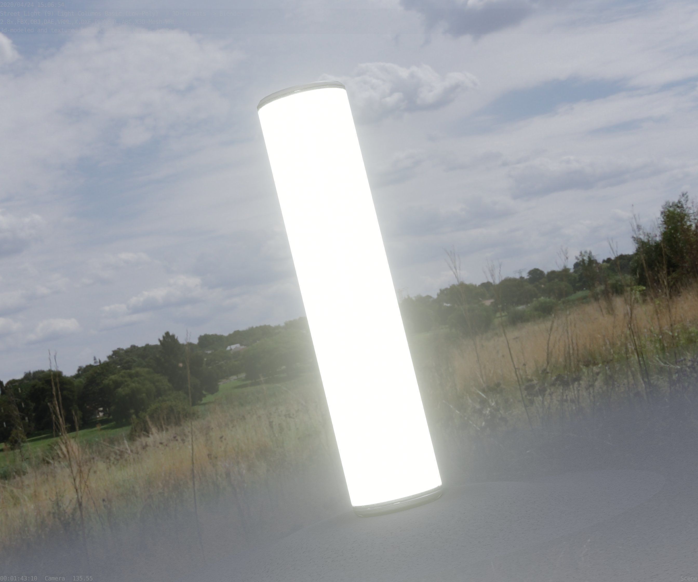 Low-Poly Basic Light Column 25- Street Light Set-9 Low-poly 3D model_82