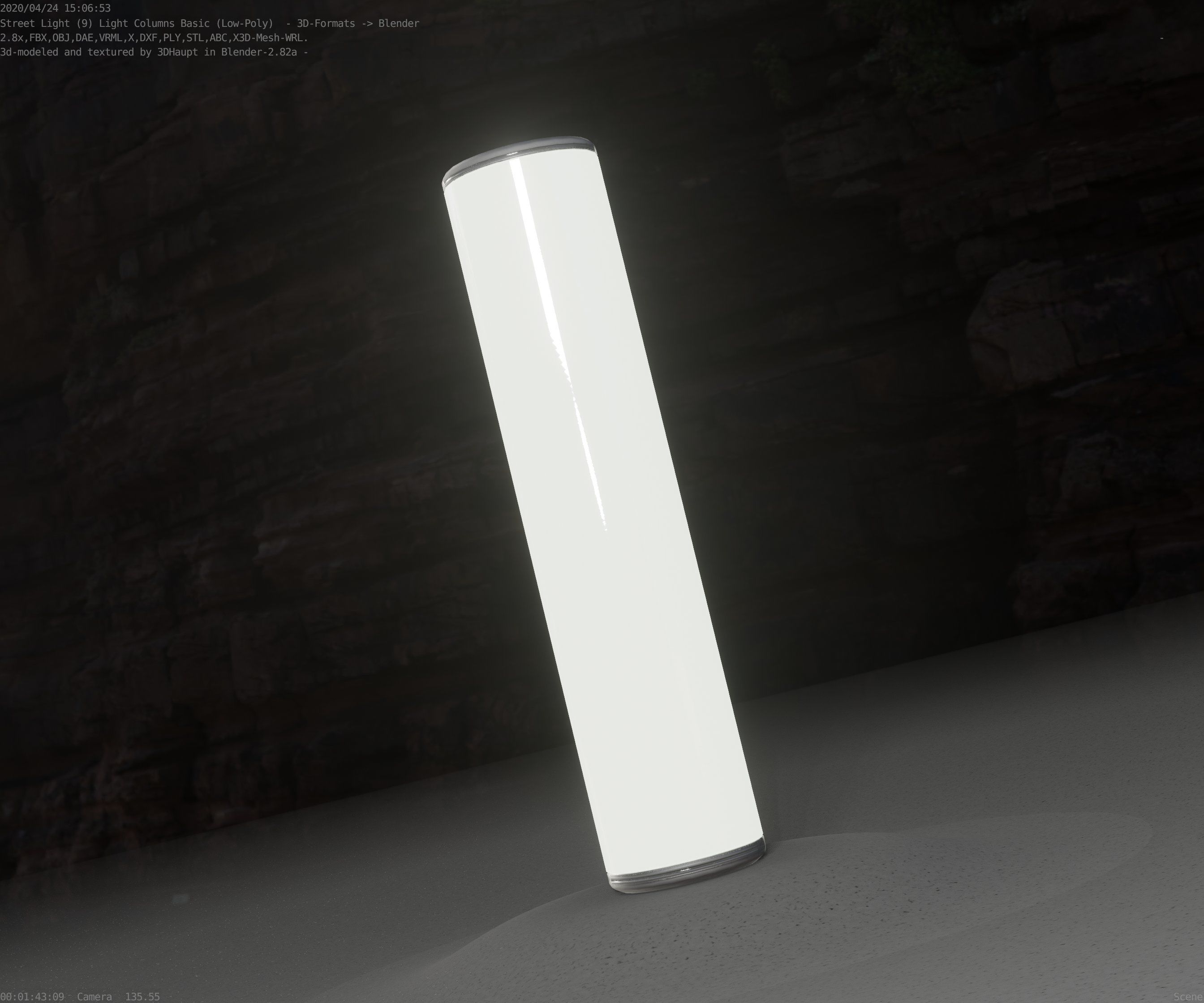 Low-Poly Basic Light Column 25- Street Light Set-9 Low-poly 3D model_81