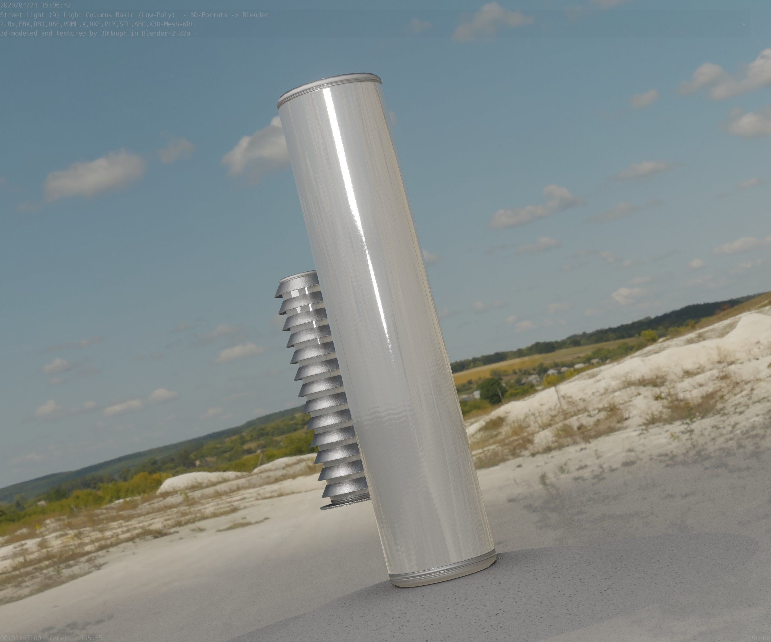 Low-Poly Basic Light Column 25- Street Light Set-9 Low-poly 3D model_3