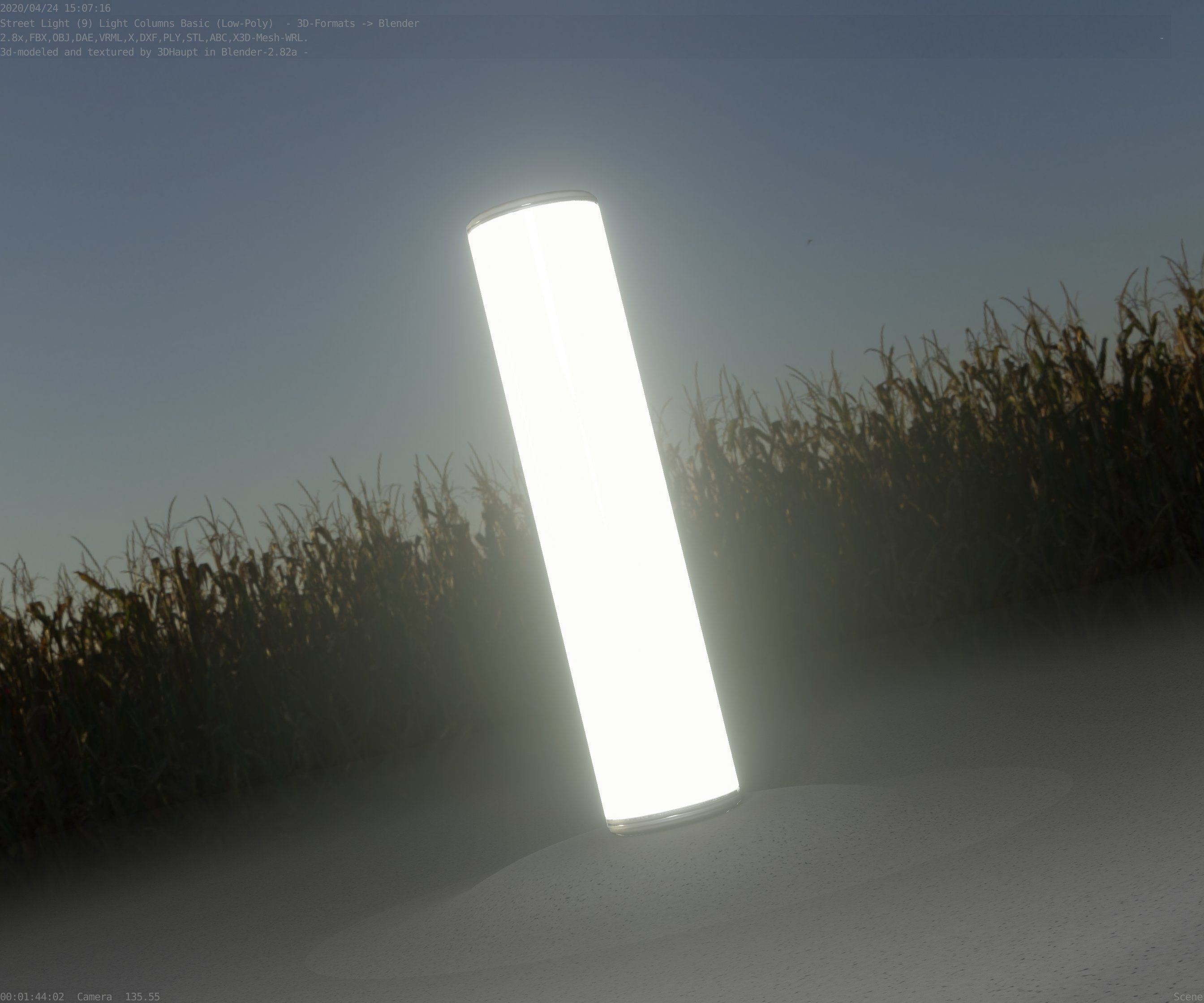 Low-Poly Basic Light Column 25- Street Light Set-9 Low-poly 3D model_98