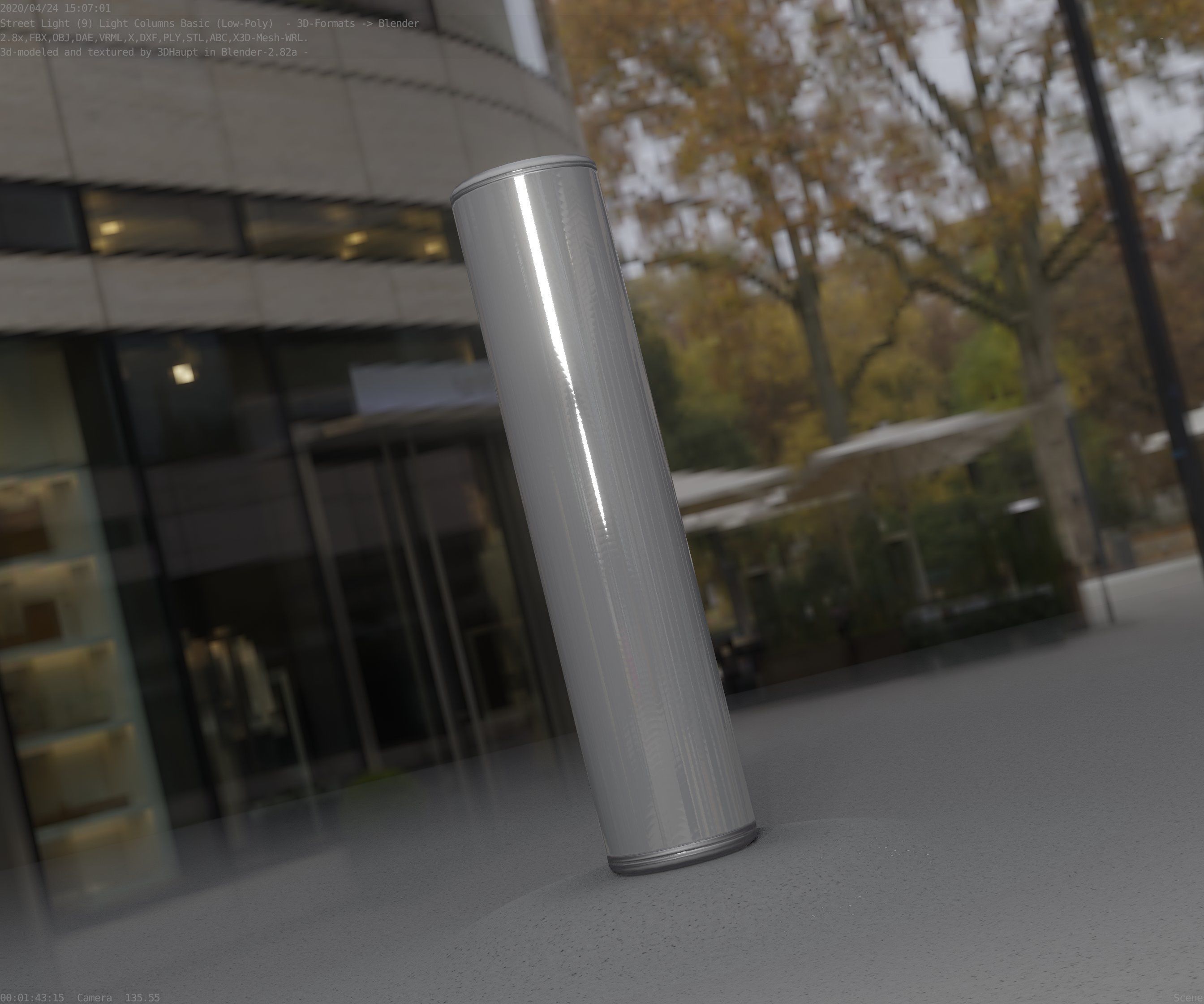 Low-Poly Basic Light Column 25- Street Light Set-9 Low-poly 3D model_87