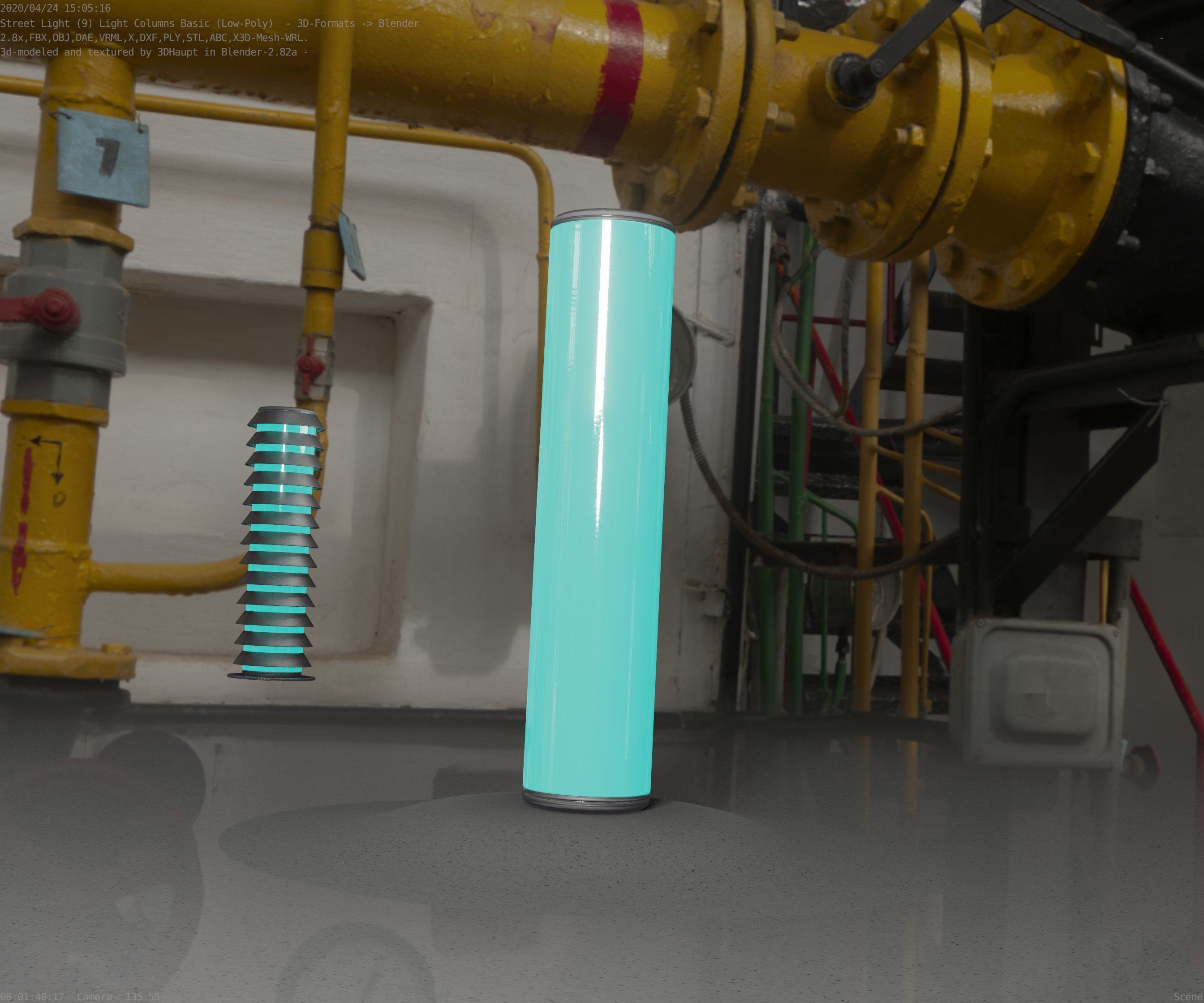 Low-Poly Basic Light Column 25- Street Light Set-9 Low-poly 3D model_23