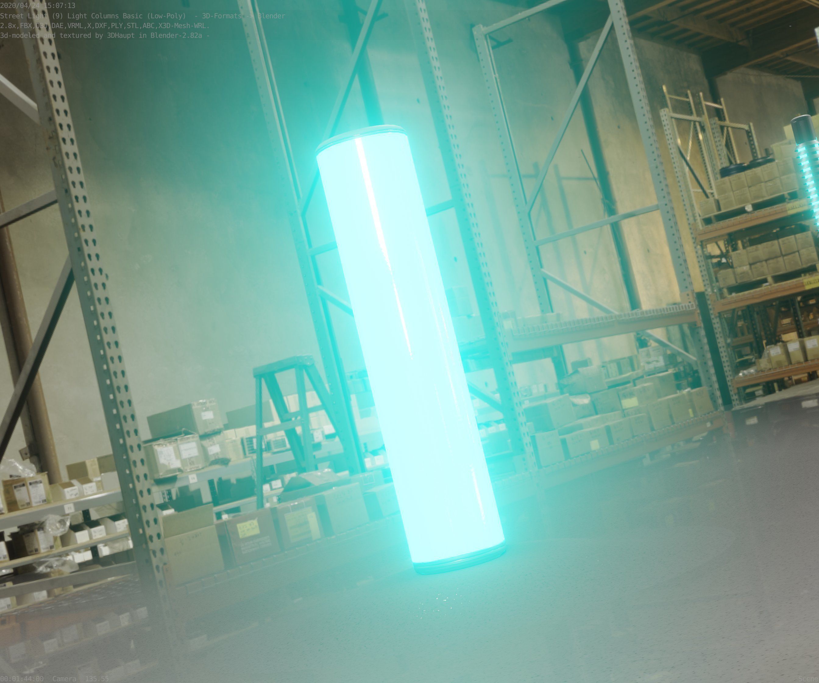 Low-Poly Basic Light Column 25- Street Light Set-9 Low-poly 3D model_96