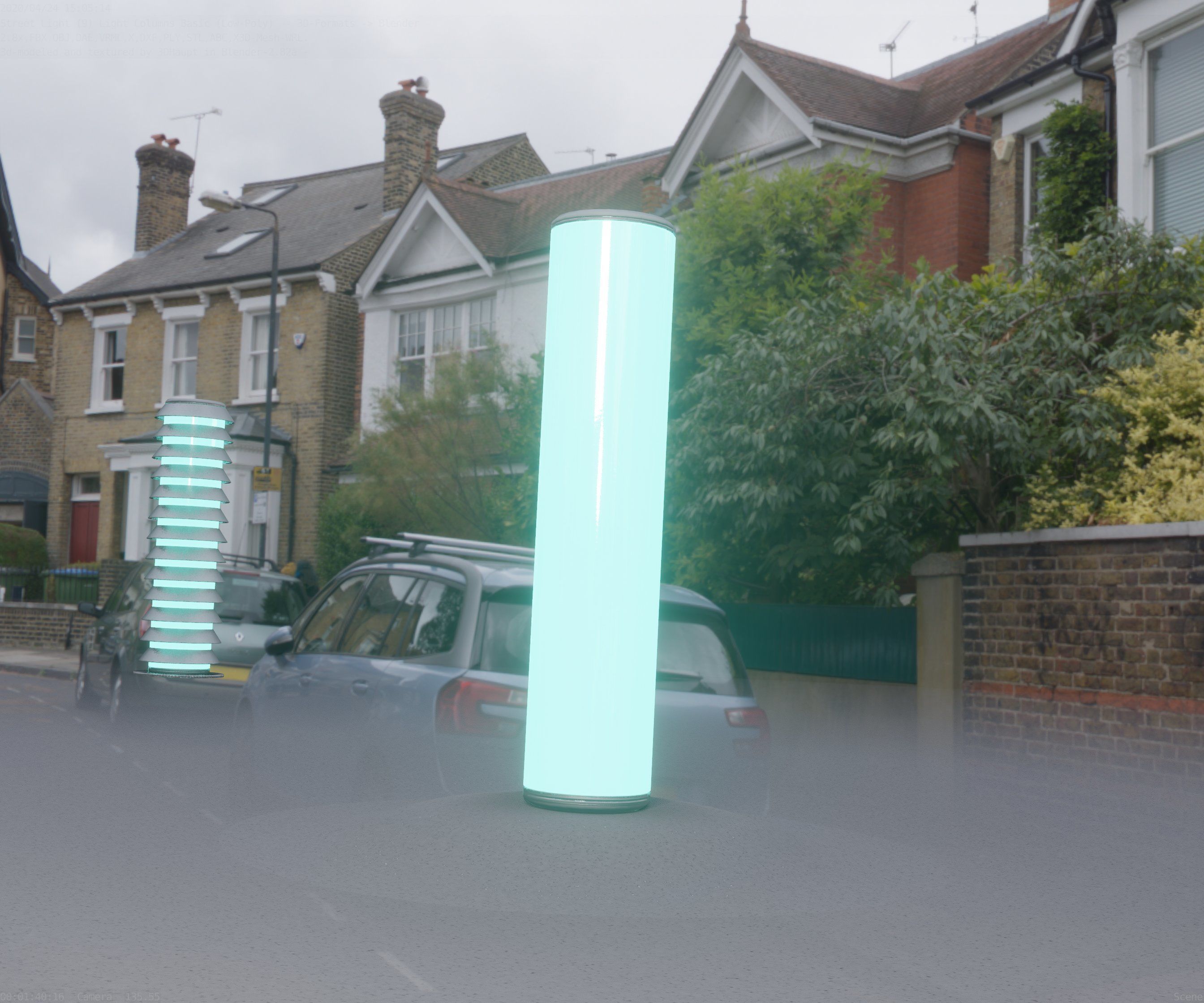 Low-Poly Basic Light Column 25- Street Light Set-9 Low-poly 3D model_22