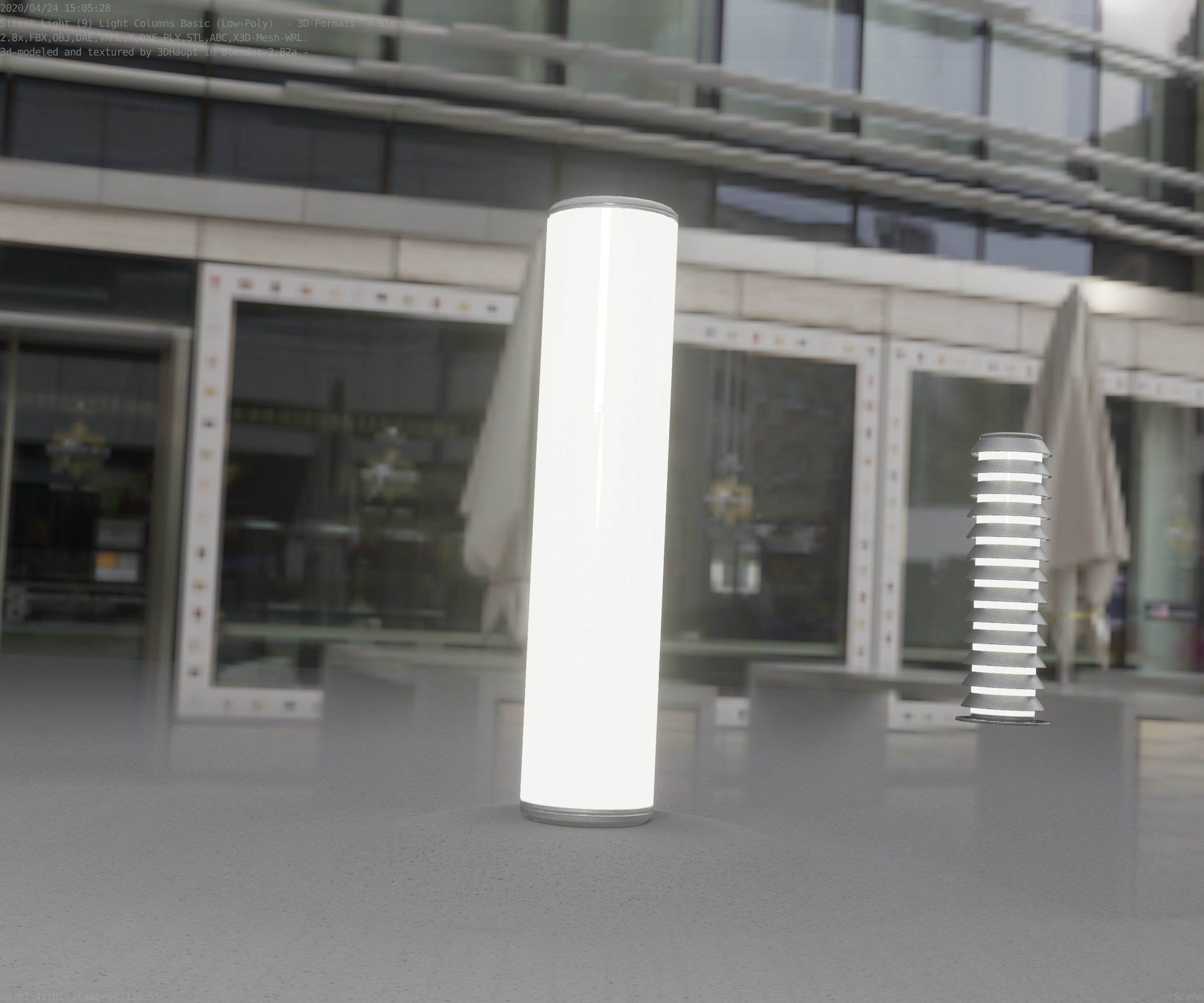 Low-Poly Basic Light Column 25- Street Light Set-9 Low-poly 3D model_30