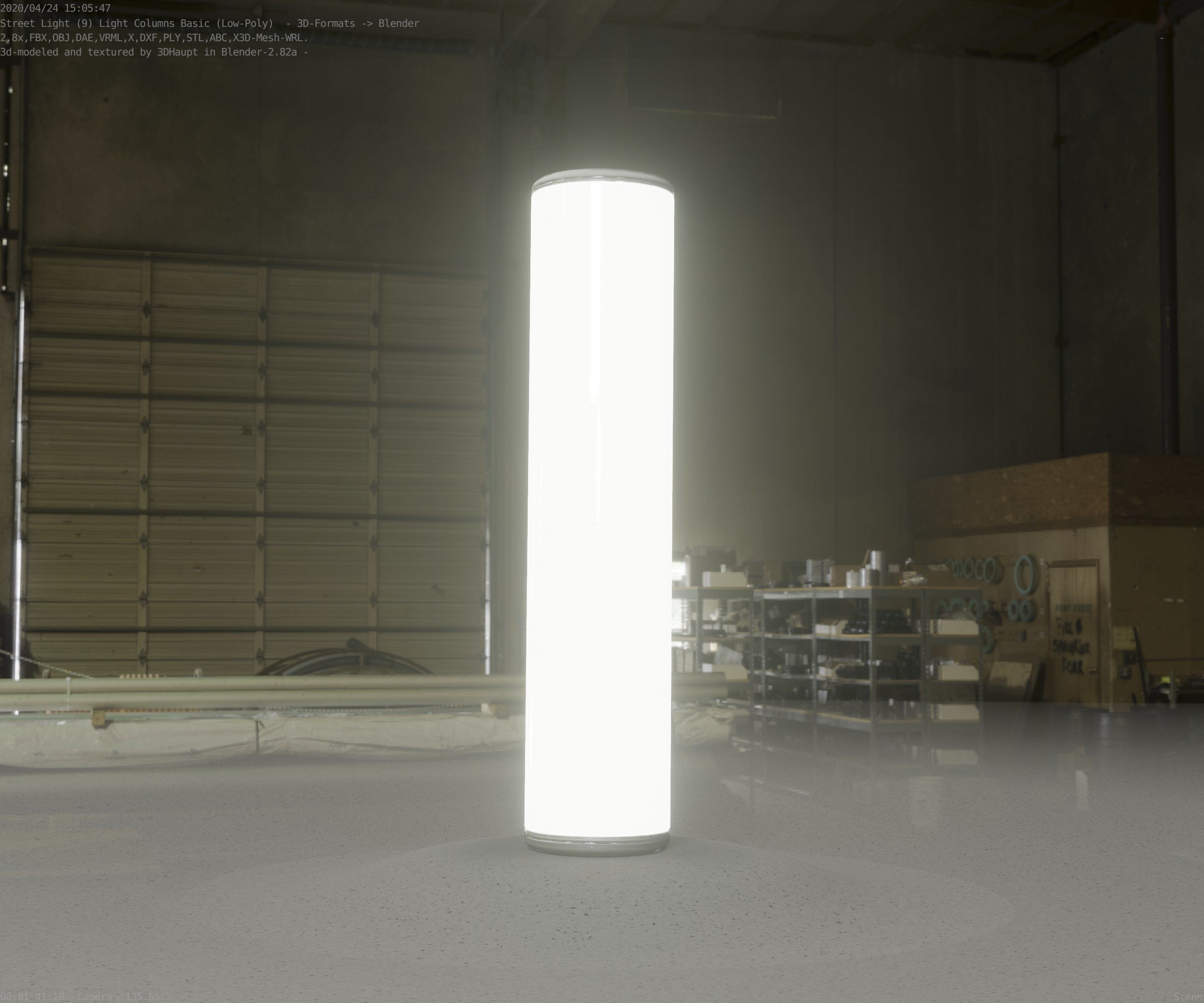 Low-Poly Basic Light Column 25- Street Light Set-9 Low-poly 3D model_39