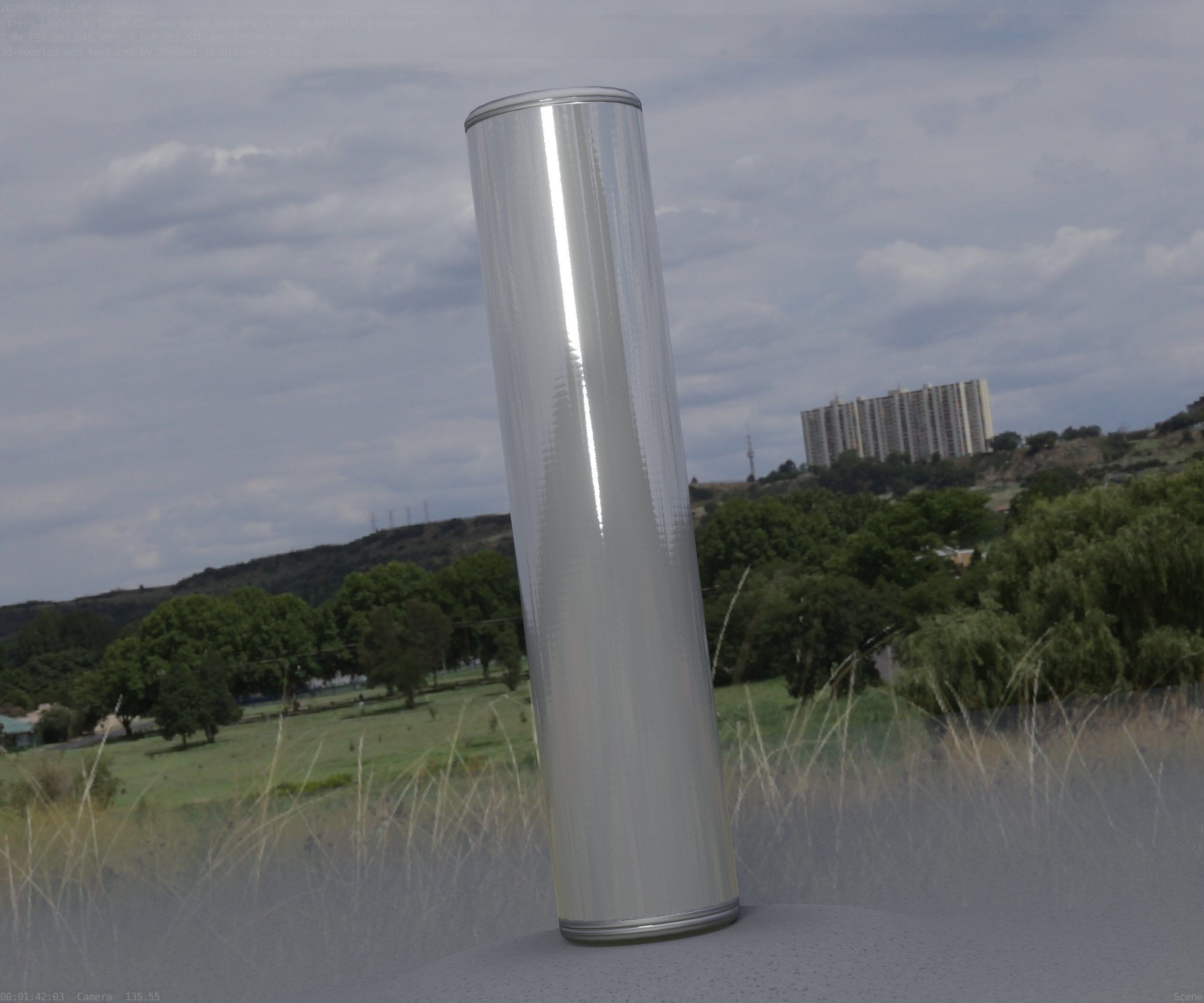 Low-Poly Basic Light Column 25- Street Light Set-9 Low-poly 3D model_56