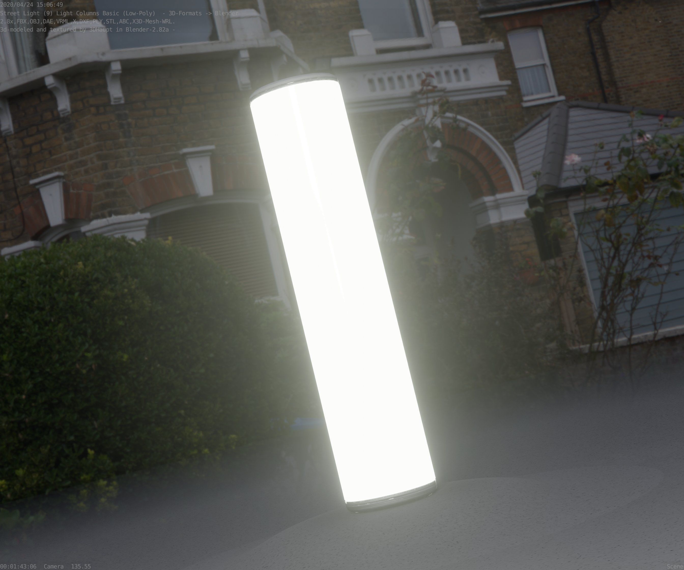 Low-Poly Basic Light Column 25- Street Light Set-9 Low-poly 3D model_78