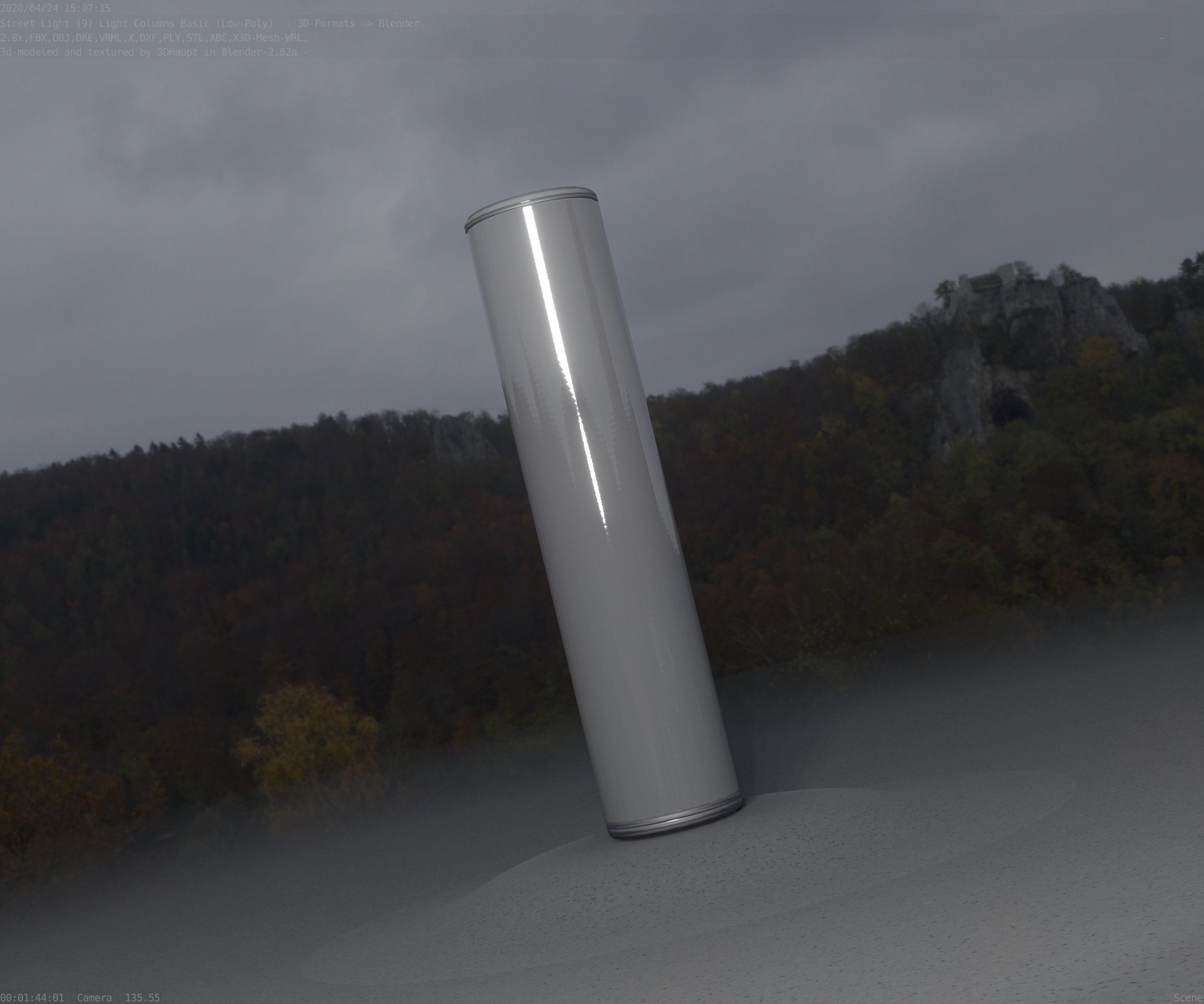 Low-Poly Basic Light Column 25- Street Light Set-9 Low-poly 3D model_97
