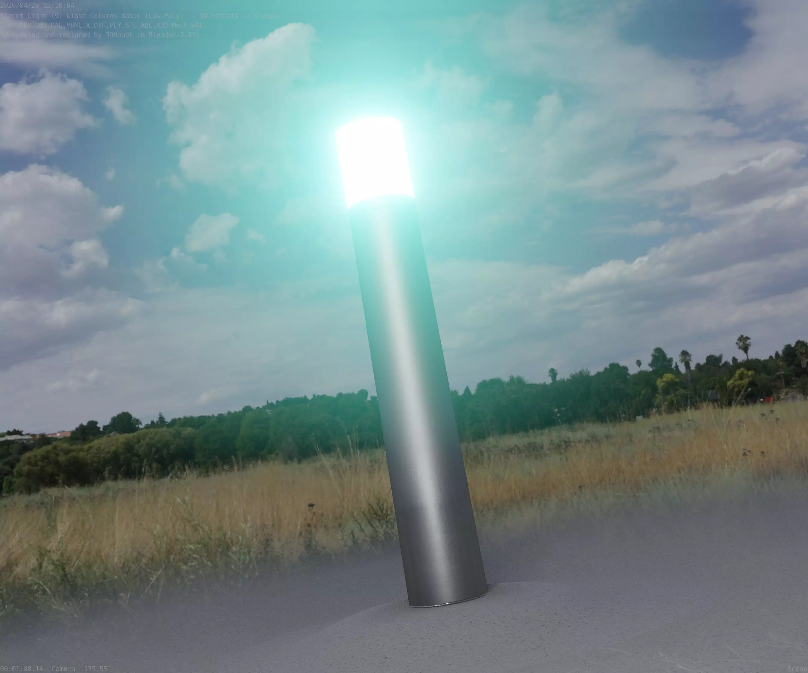 Low-Poly Basic Light Column 27 - Street Light Set-9 Low-poly 3D model