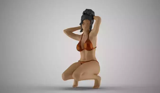 Woman Crouching 3D print model