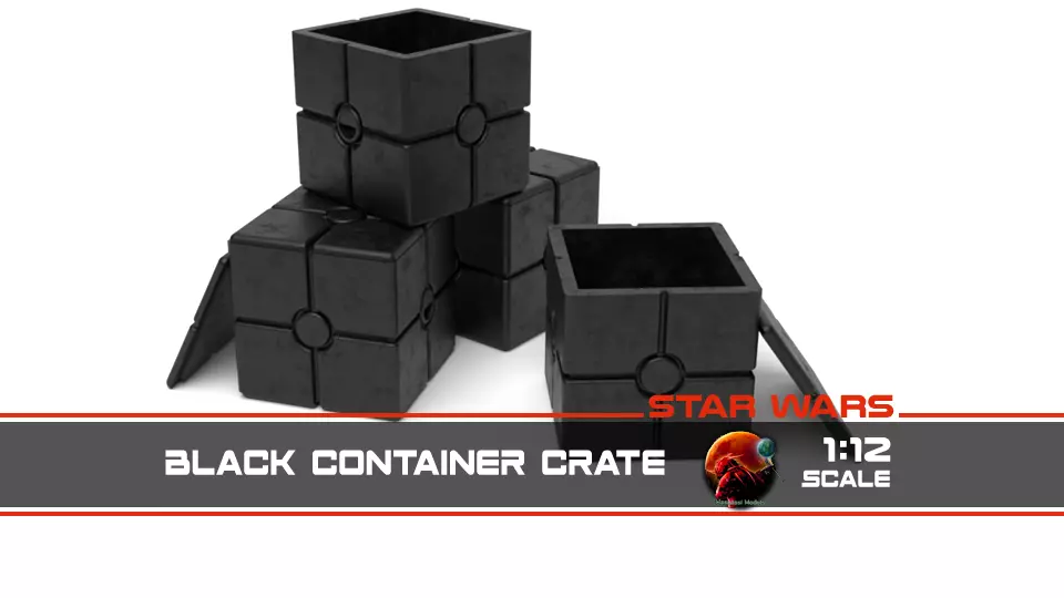 Star Wars black container crate 1-12 scale Blackseries 3D print model_0