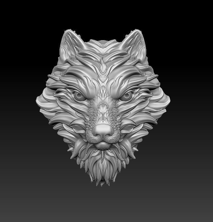 wolf head 3D print model_77