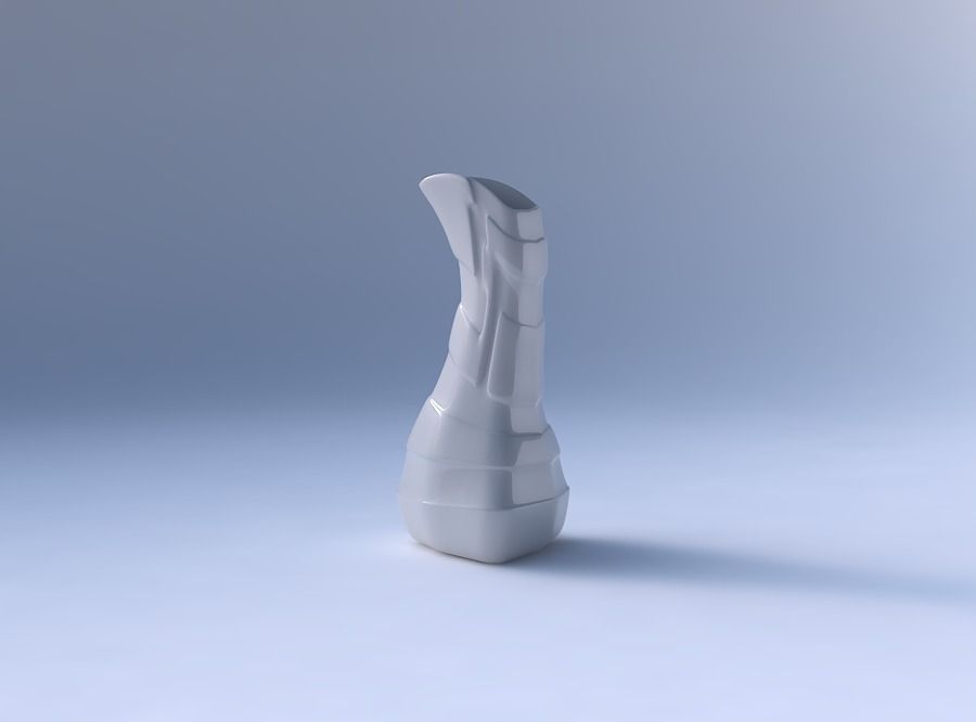Vase puffy bent triangle with smooth ribbons 3D print model_4