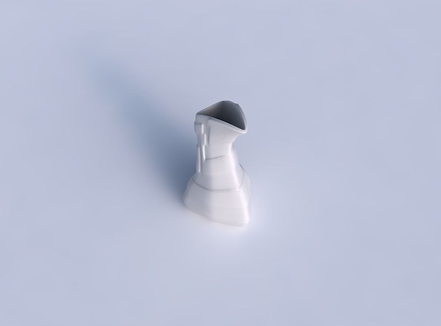 Vase puffy bent triangle with smooth ribbons 3D print model_1