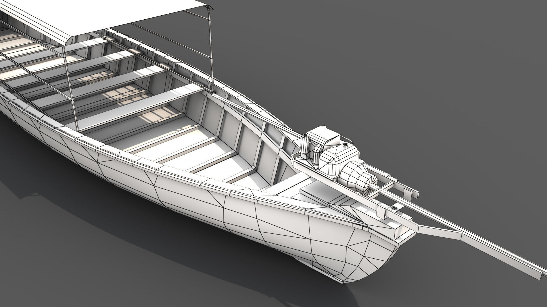 Long Tail Boat Low-poly 3D model_6