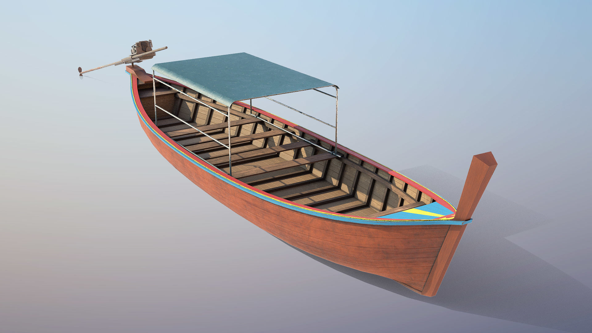 Long Tail Boat Low-poly 3D model_2