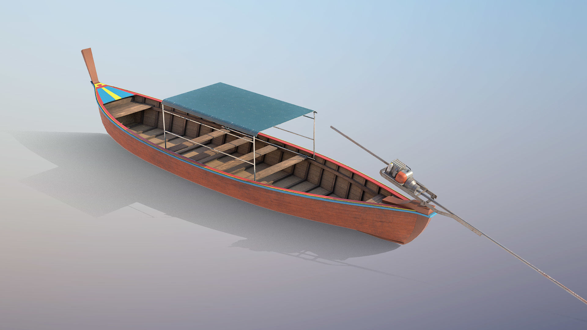 Long Tail Boat Low-poly 3D model_3