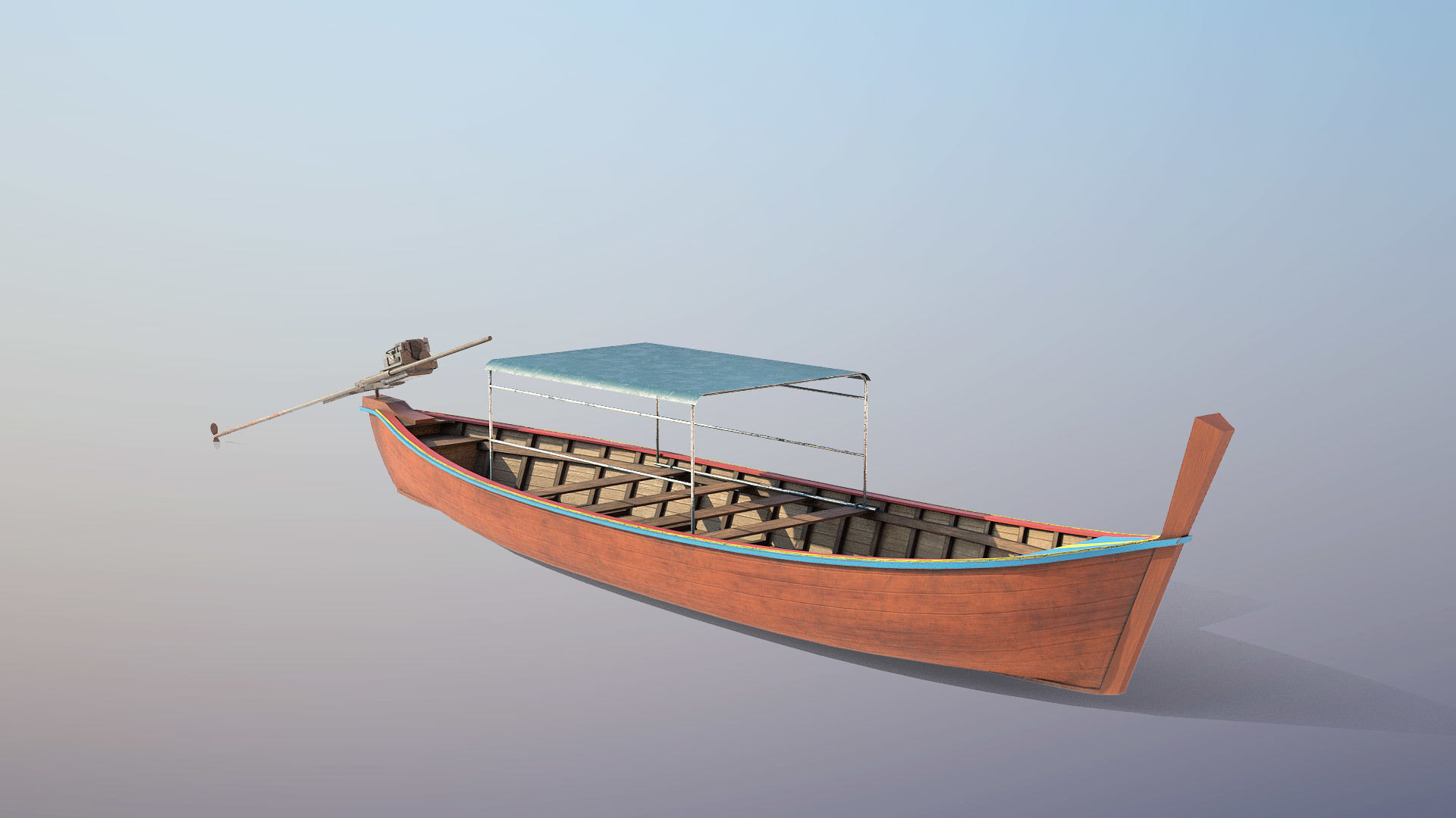 Long Tail Boat Low-poly 3D model_1